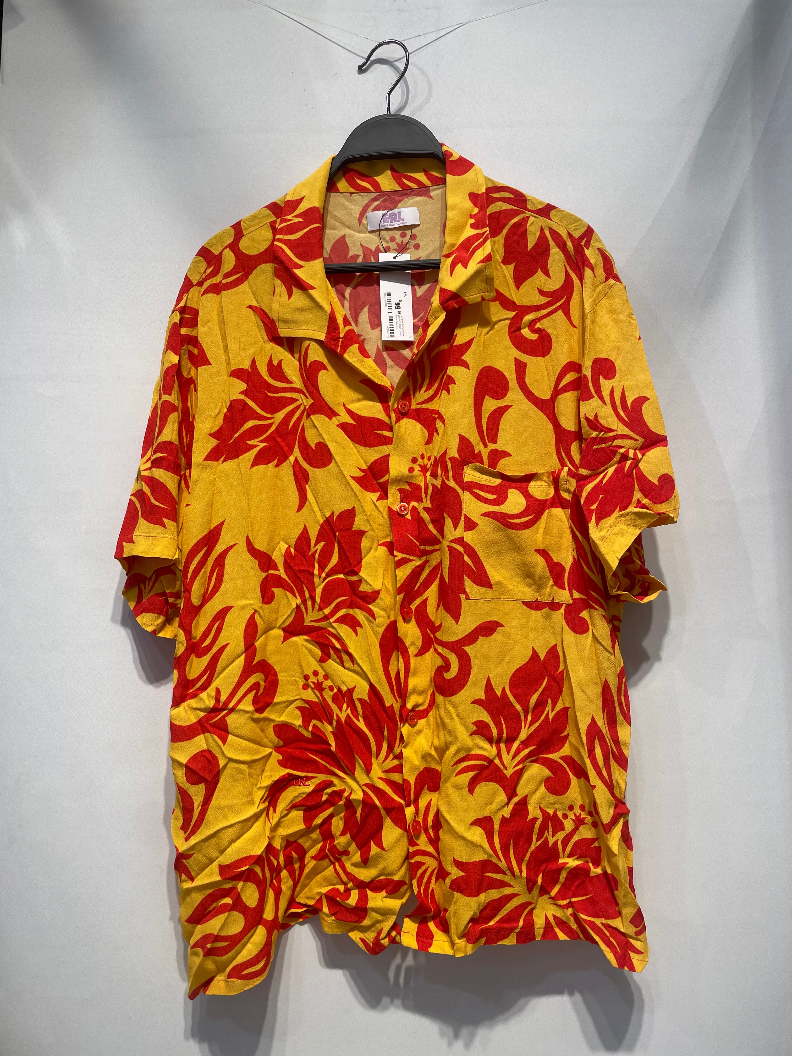 ERL/Hawaiian Shirt/L/Polyester/GLD/Open Coller/Floral Pattern/ view 1