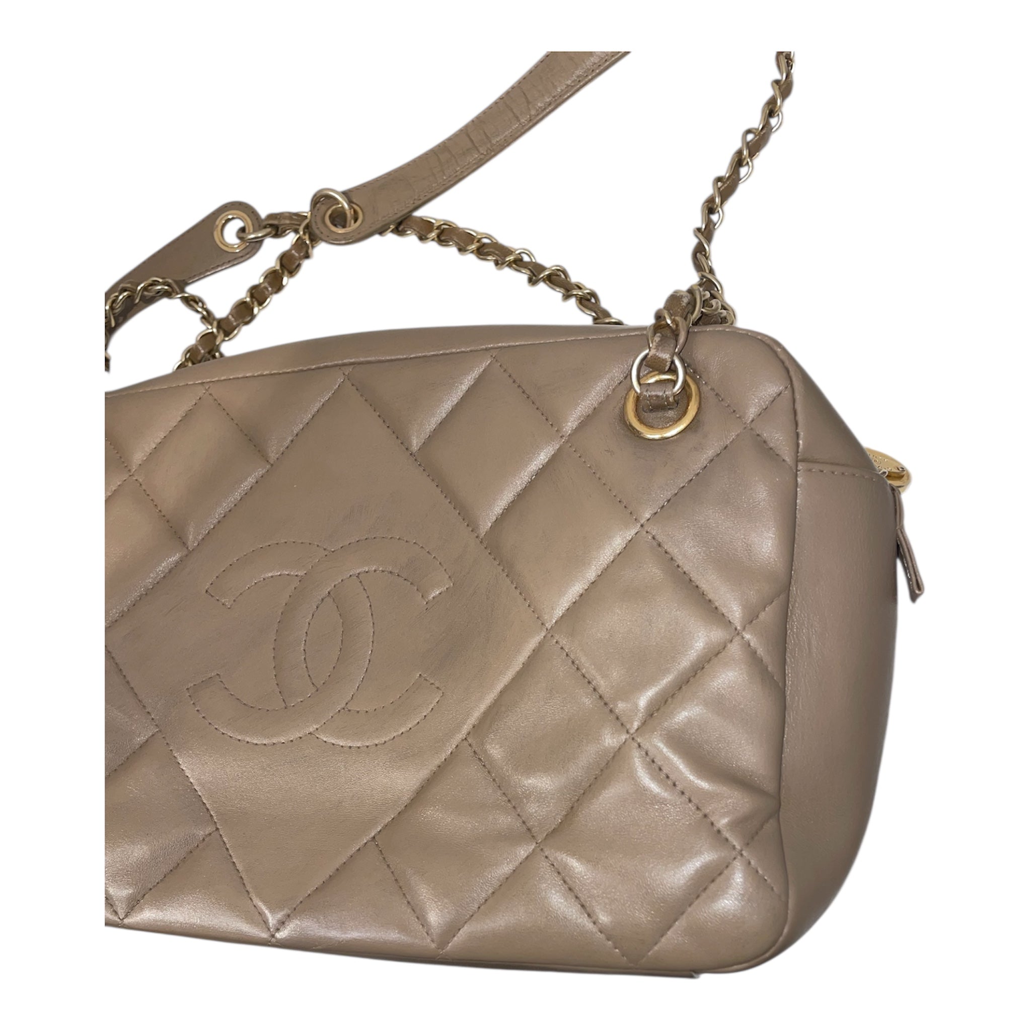 CHANEL/Cross Body Bag/Leather/BEG/CC CAMBON QUILTED CAMERA view 6