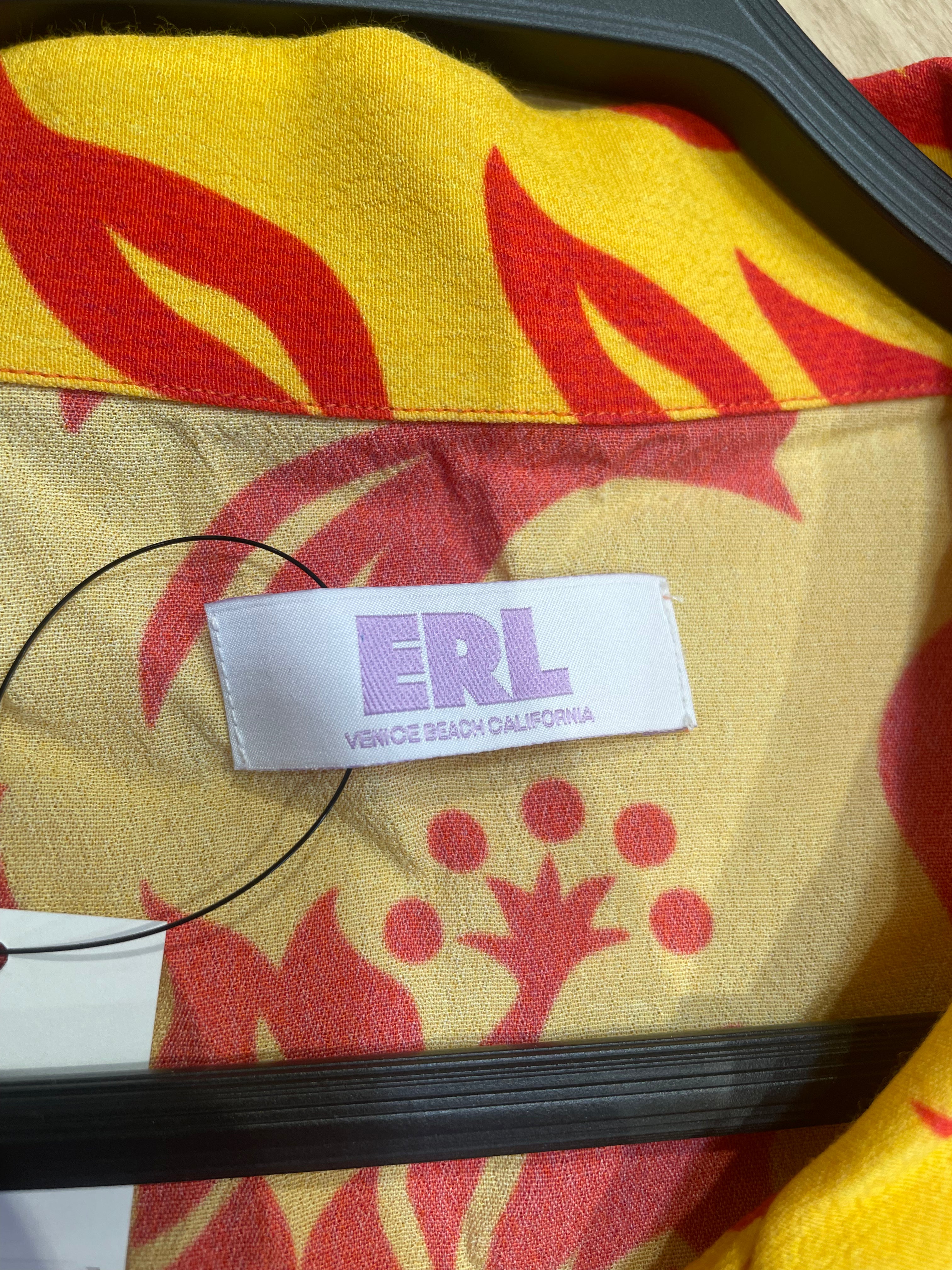 ERL/Hawaiian Shirt/L/Polyester/GLD/Open Coller/Floral Pattern/ view 3