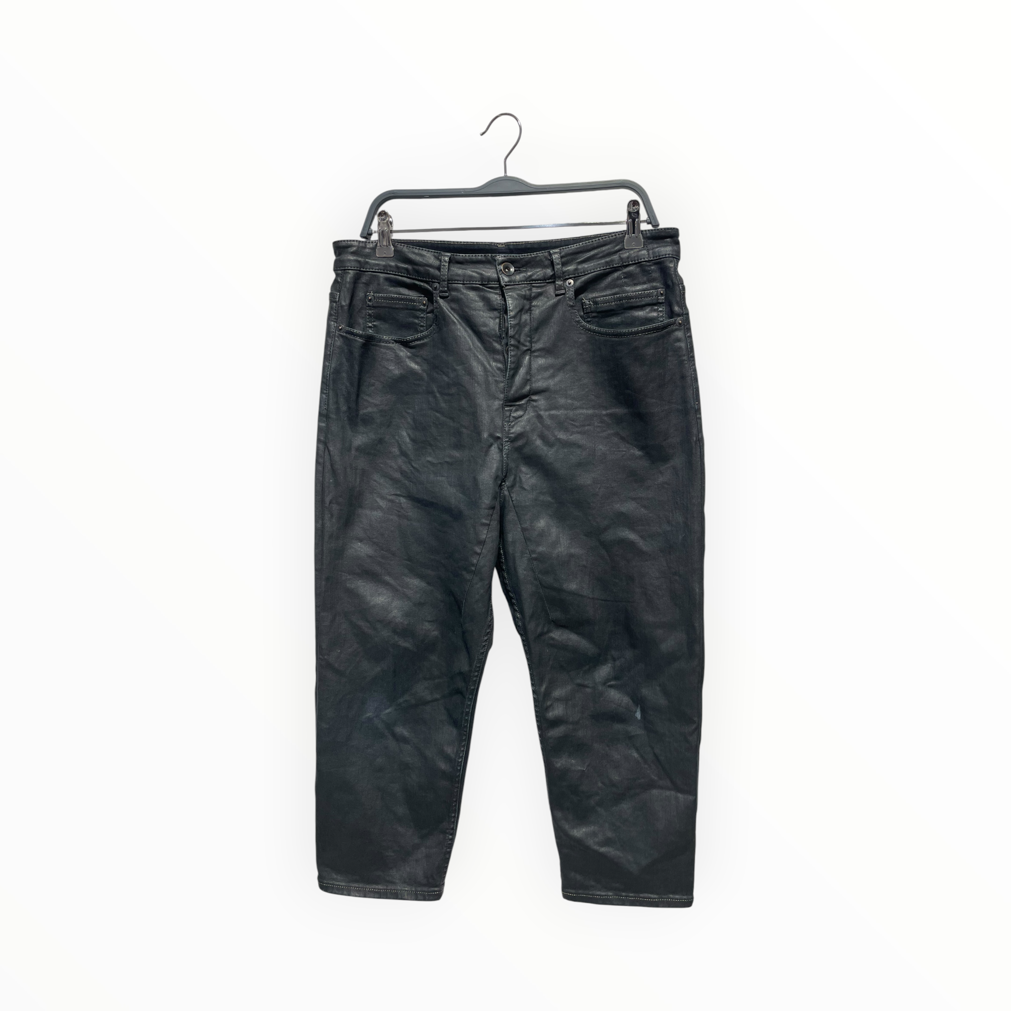 RICK OWENS DRKSHDW/Cropped Pants/29/Cotton/BLK/Button Fly/collapse cut view 1