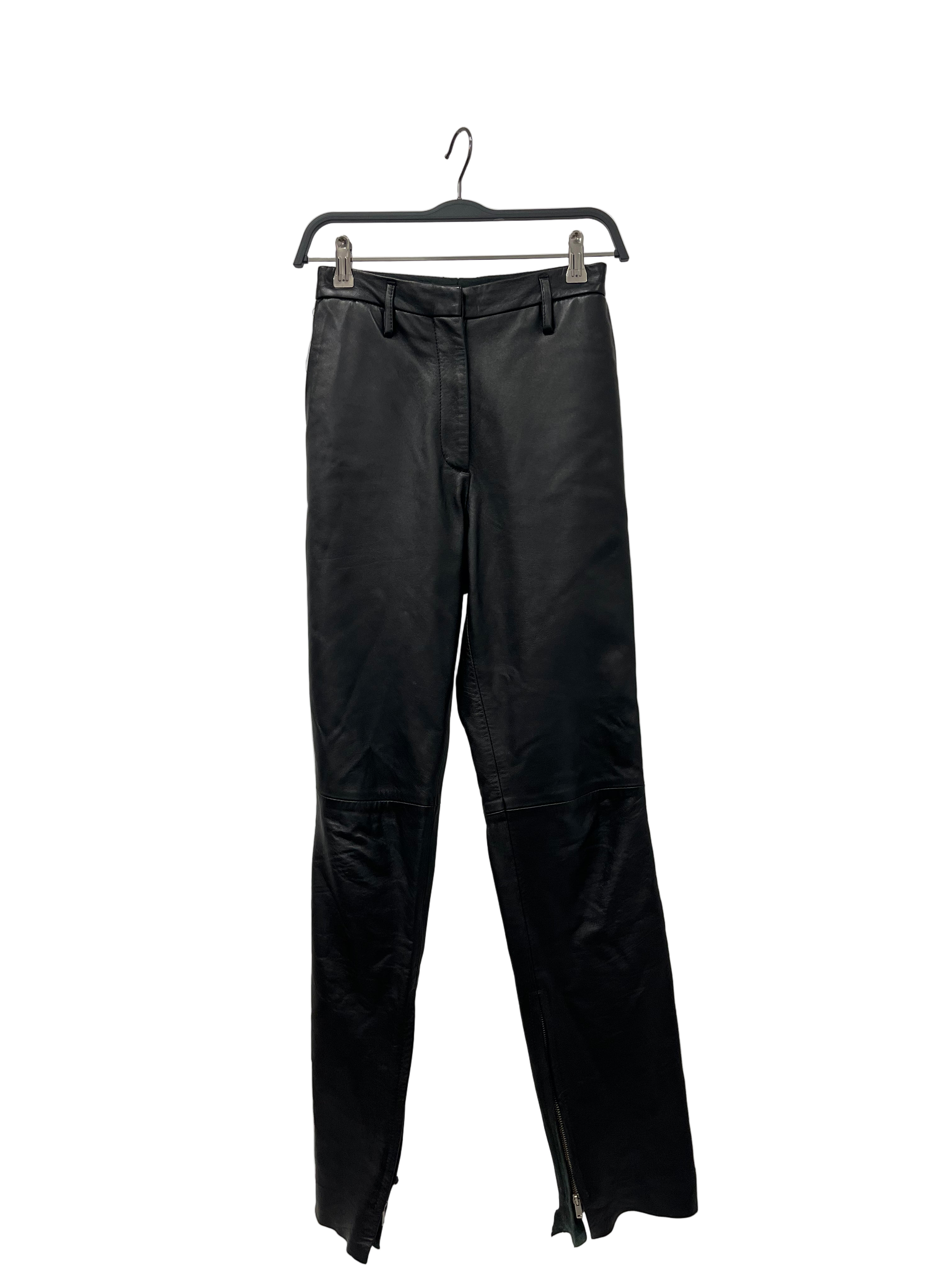GOLDEN GOOSE/Straight Pants/S/Leather/BLK/High-waisted/leather pants view 1