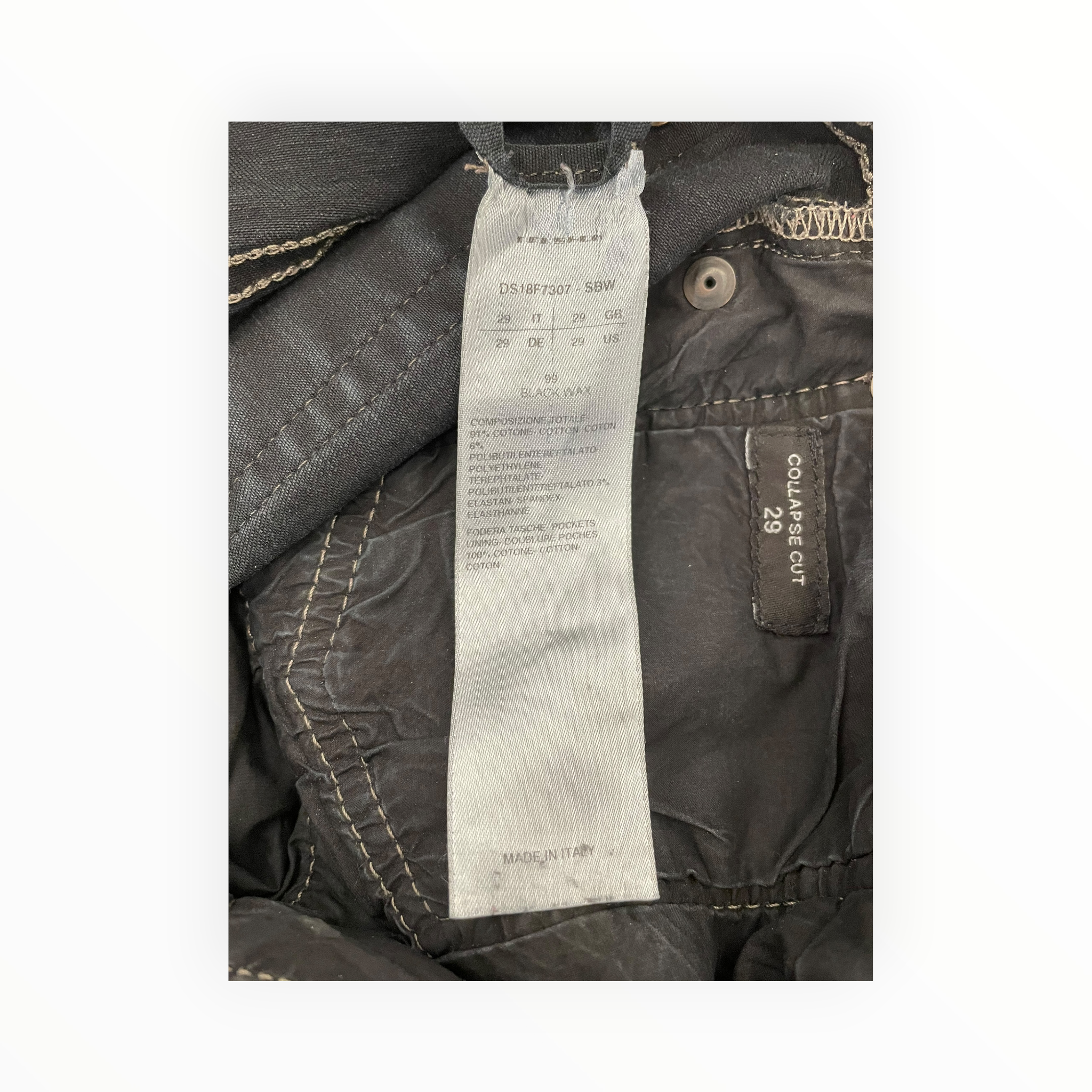 RICK OWENS DRKSHDW/Cropped Pants/29/Cotton/BLK/Button Fly/collapse cut view 4