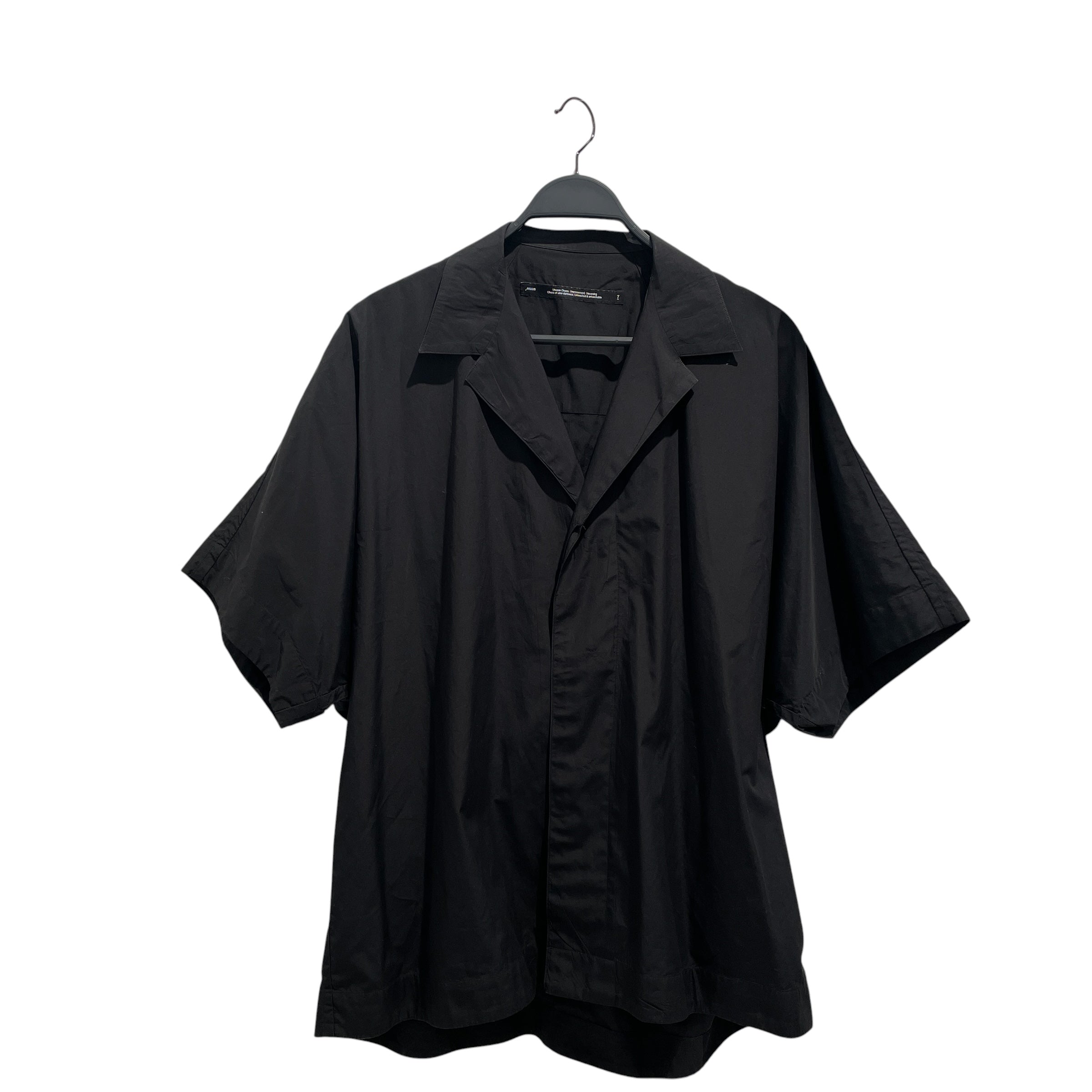 JULIUS/SS Shirt/3/Cotton/BLK/Open-Collar Button Down view 1
