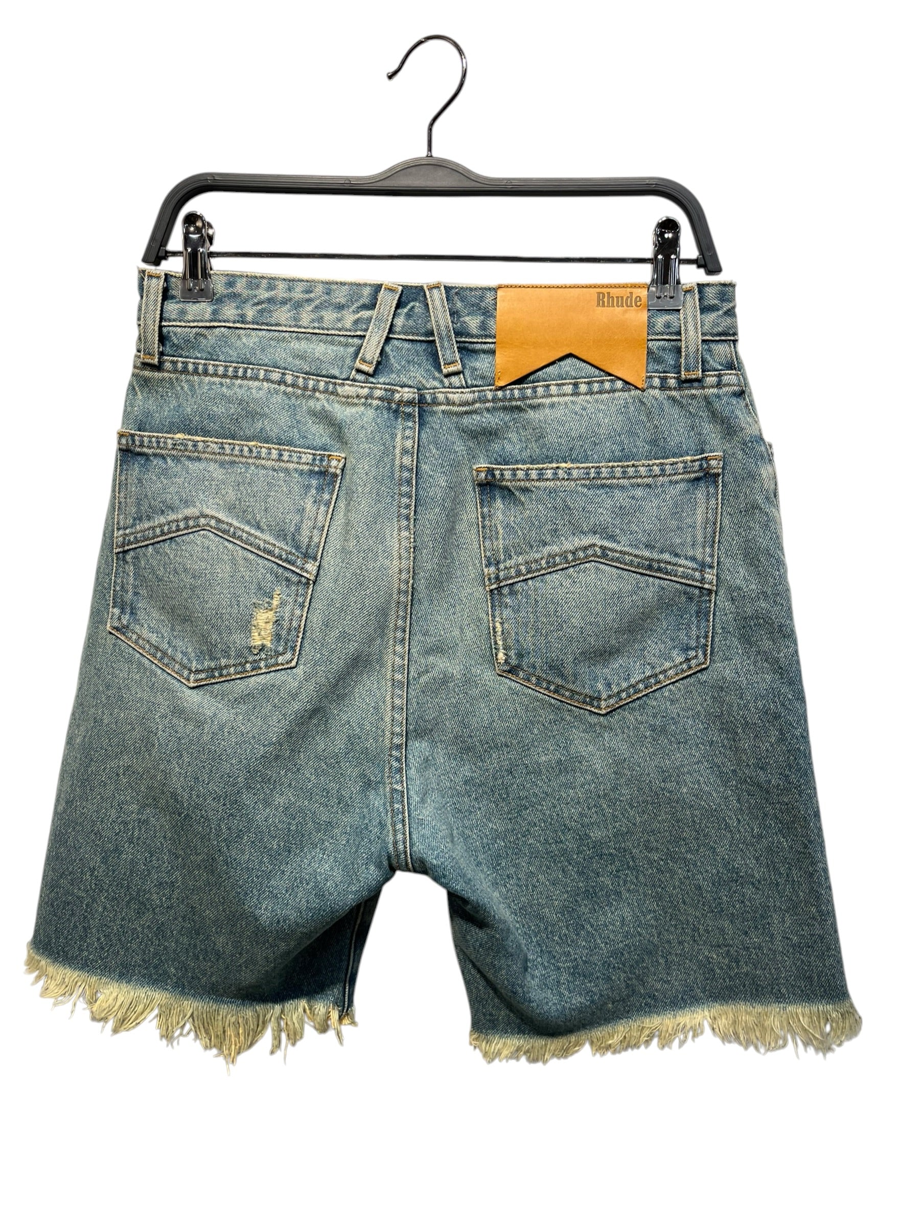 RHUDE/Shorts/31/Cotton/BLU/Distressed/BUM DENIM SHORTS view 2