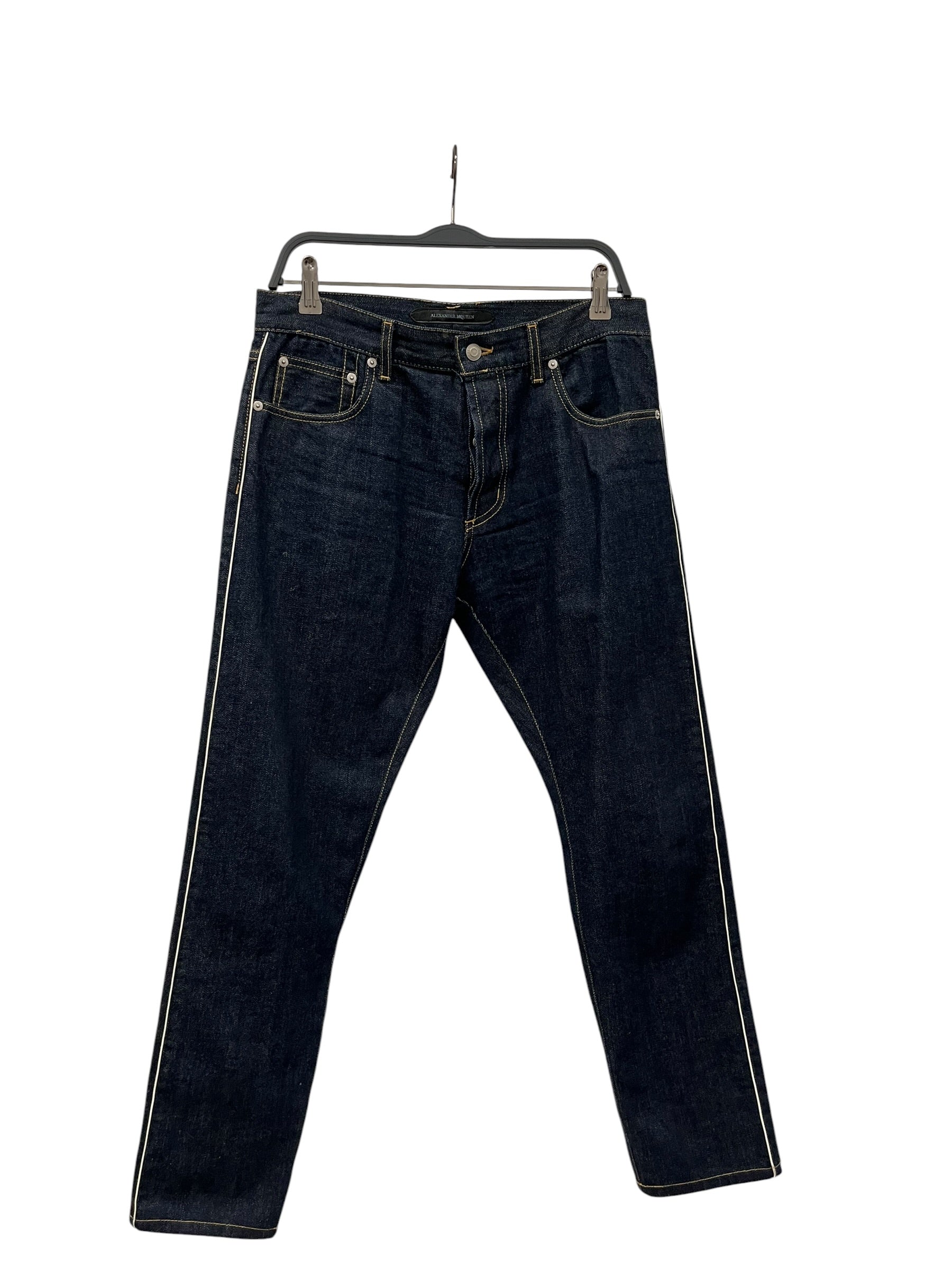 Alexander McQueen/Pants/48/Denim/NVY/WHITE STRIPED DENIM view 1