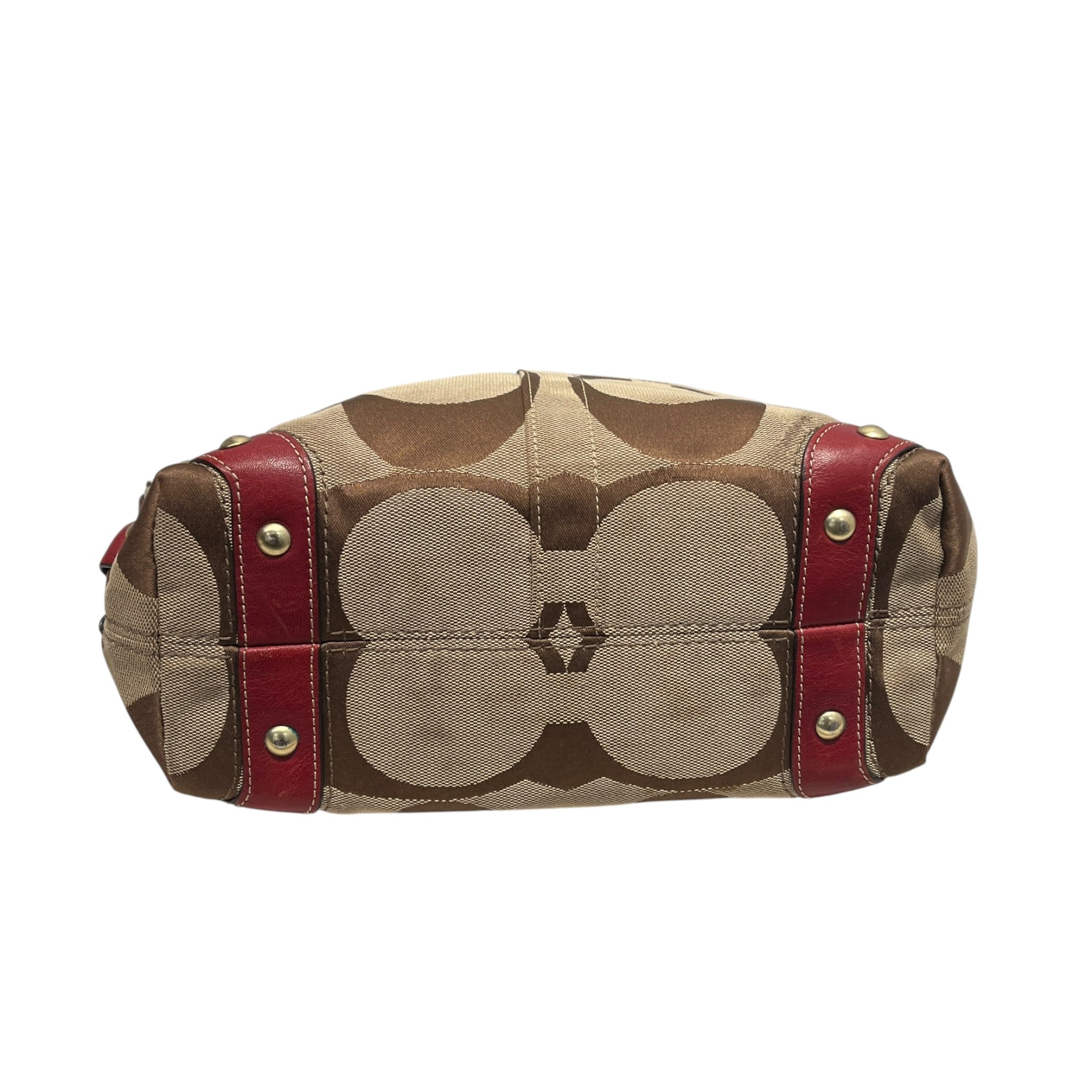 COACH/Hand Bag/Cotton/KHK/CARLY WITH RED LEATHER view 3