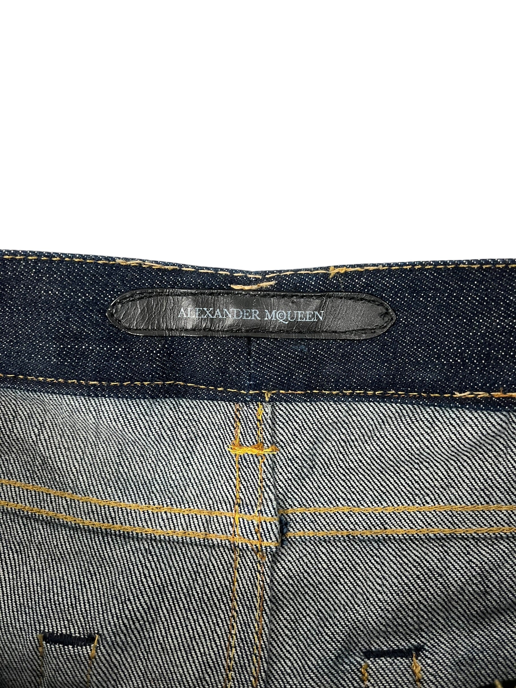 Alexander McQueen/Pants/48/Denim/NVY/WHITE STRIPED DENIM view 3