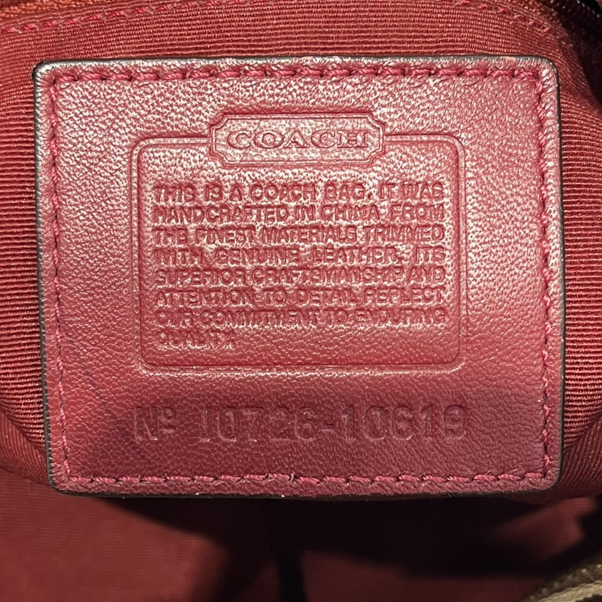 COACH/Hand Bag/Cotton/KHK/CARLY WITH RED LEATHER view 5