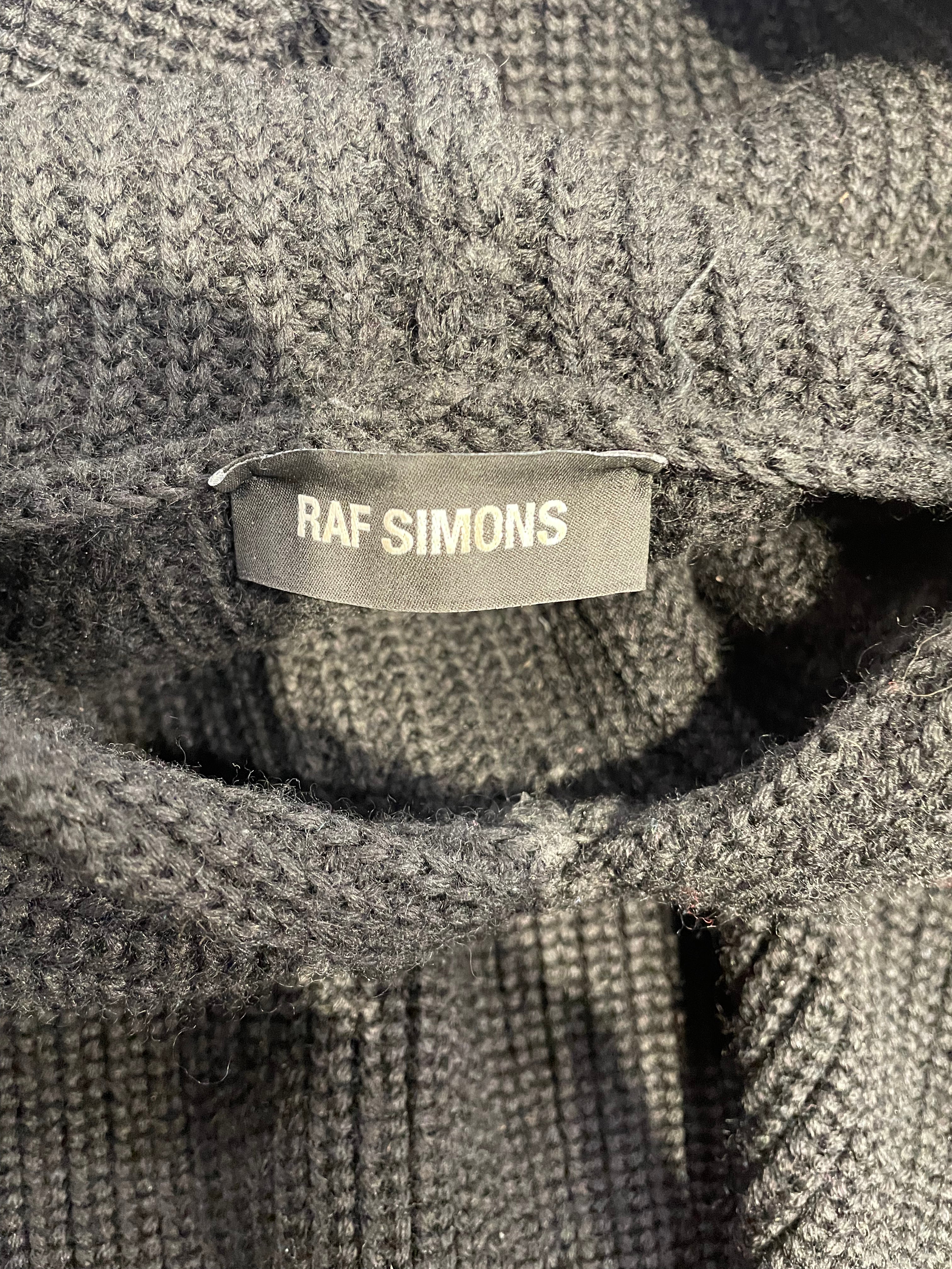 RAF SIMONS/Heavy Sweater/XS/Wool/BLK/Oversize/atari hoodied knit wool sweate view 3