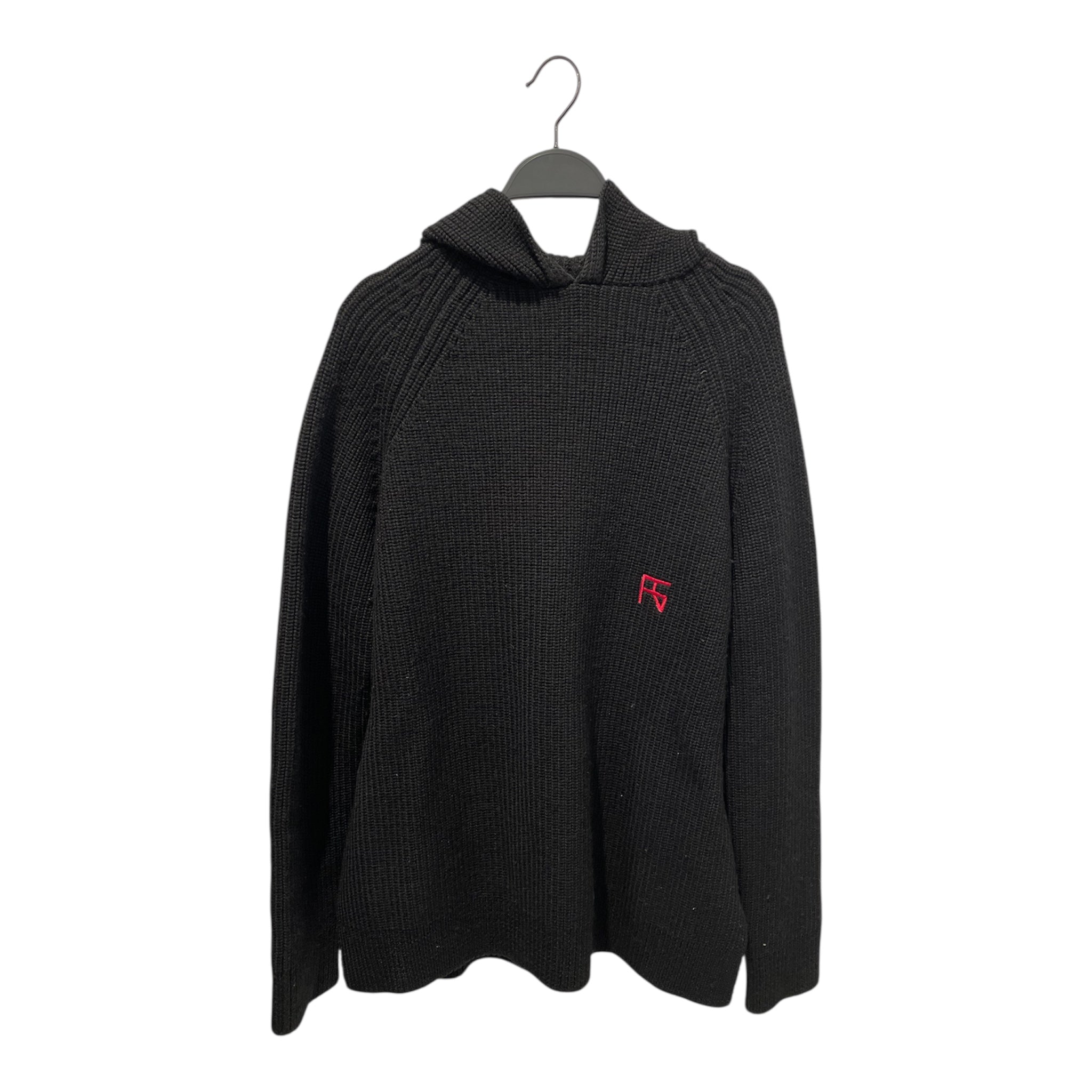RAF SIMONS/Heavy Sweater/XS/Wool/BLK/Oversize/atari hoodied knit wool sweate view 1