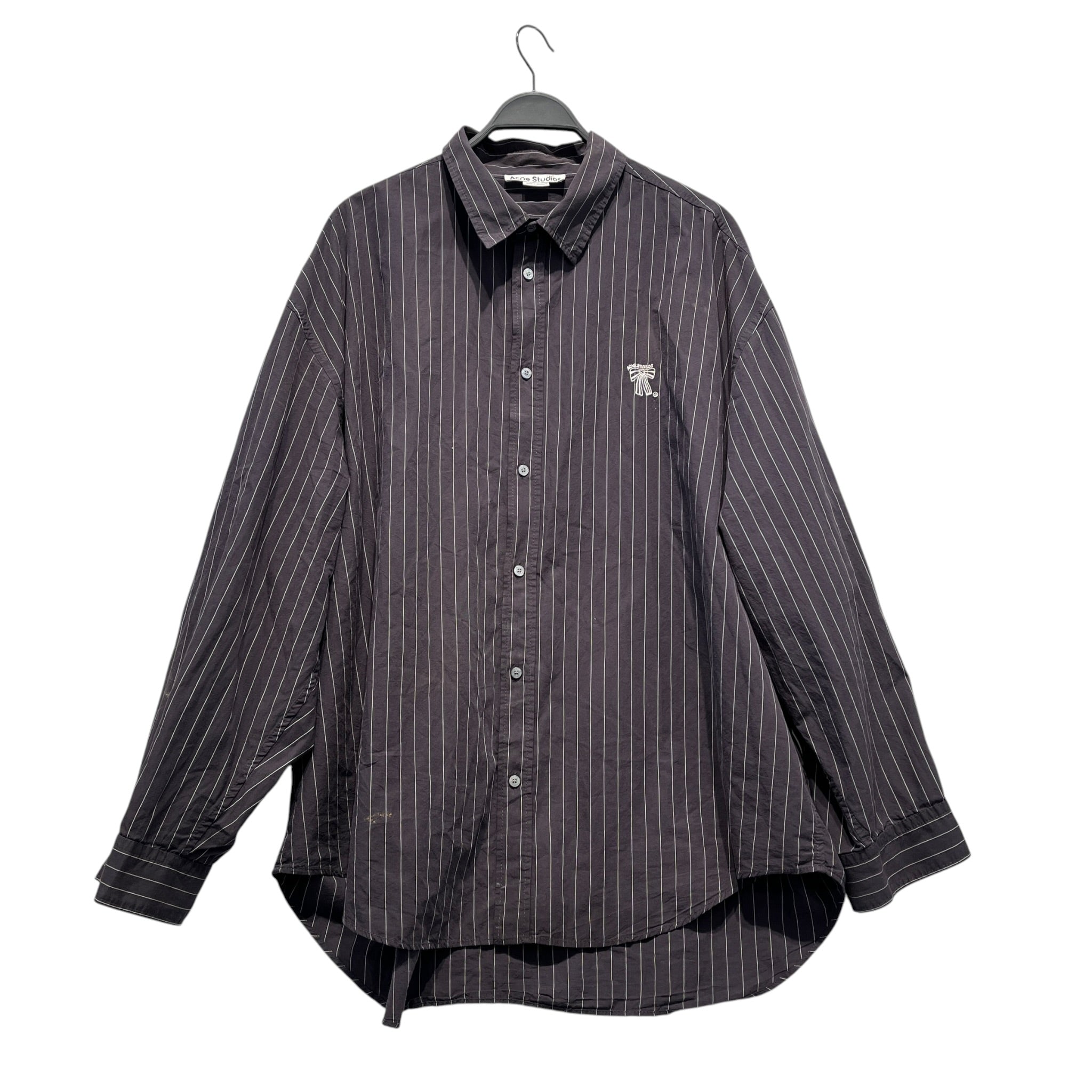 Acne Studios/LS Shirt/XL/Cotton/GRY/Stripe/PINSTRIPE BOW BUTTON DOWN view 1