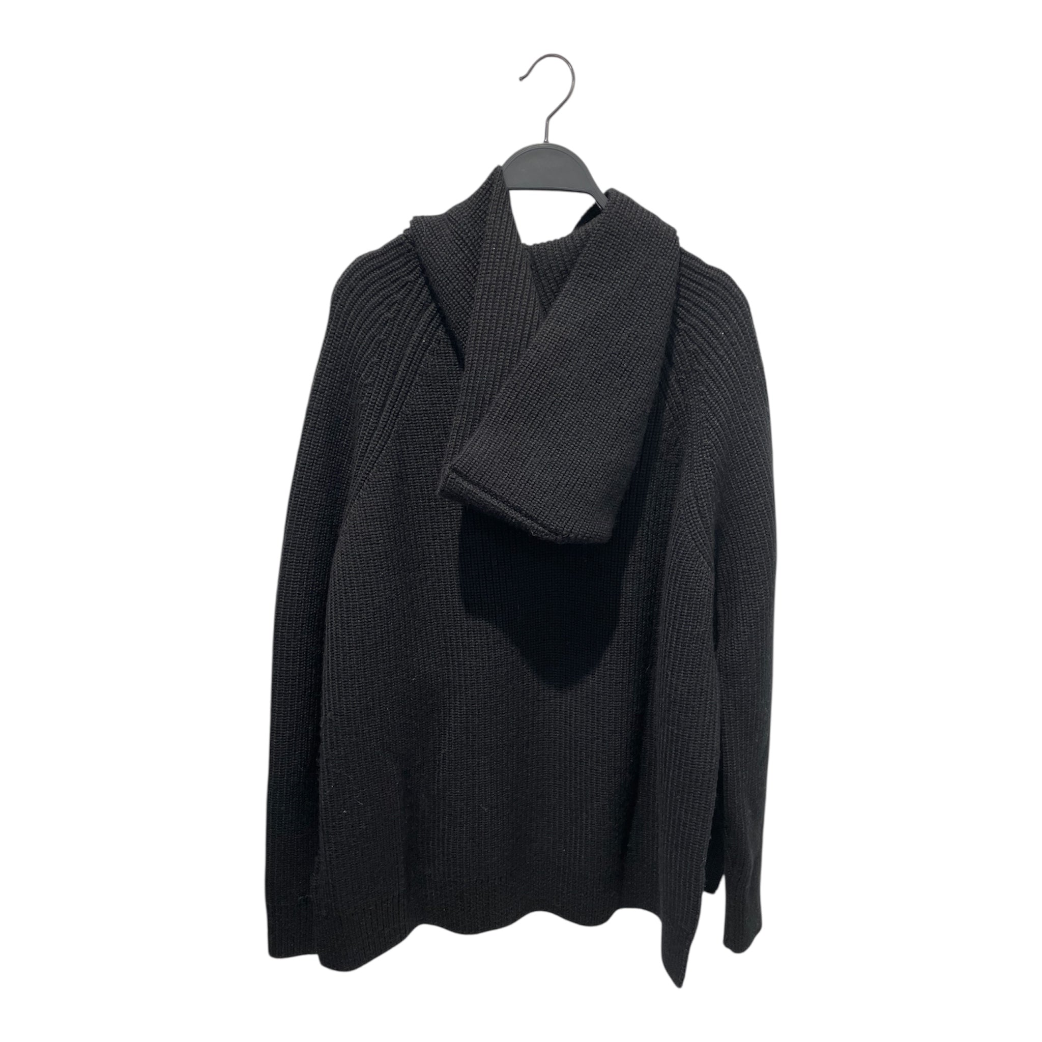 RAF SIMONS/Heavy Sweater/XS/Wool/BLK/Oversize/atari hoodied knit wool sweate view 2