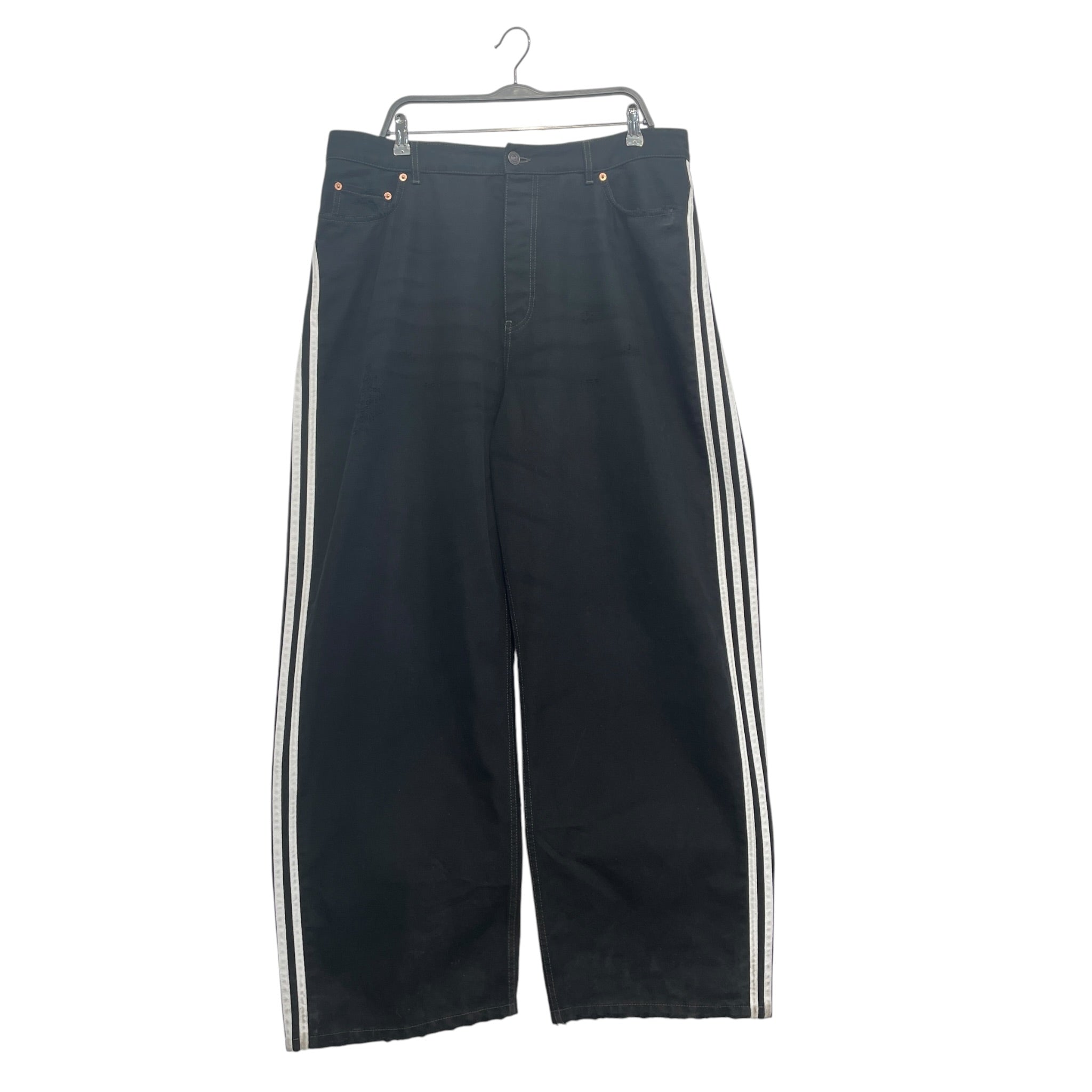 BALENCIAGA/adidas/Pants/L/Cotton/BLK/3 stripe denim baggy view 1