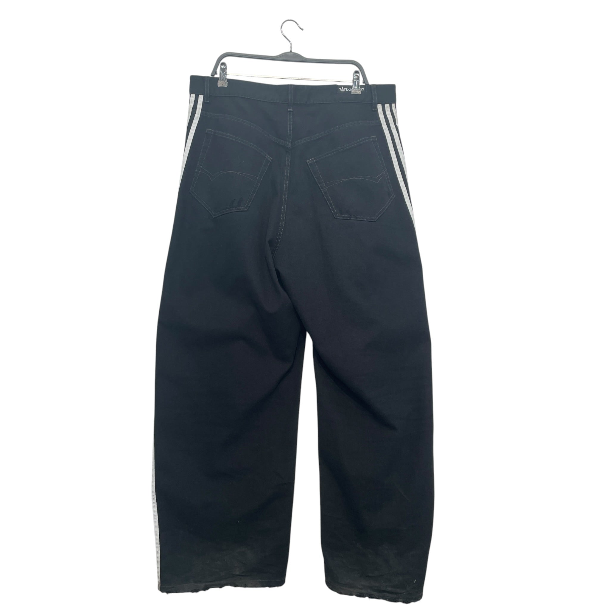 BALENCIAGA/adidas/Pants/L/Cotton/BLK/3 stripe denim baggy view 2