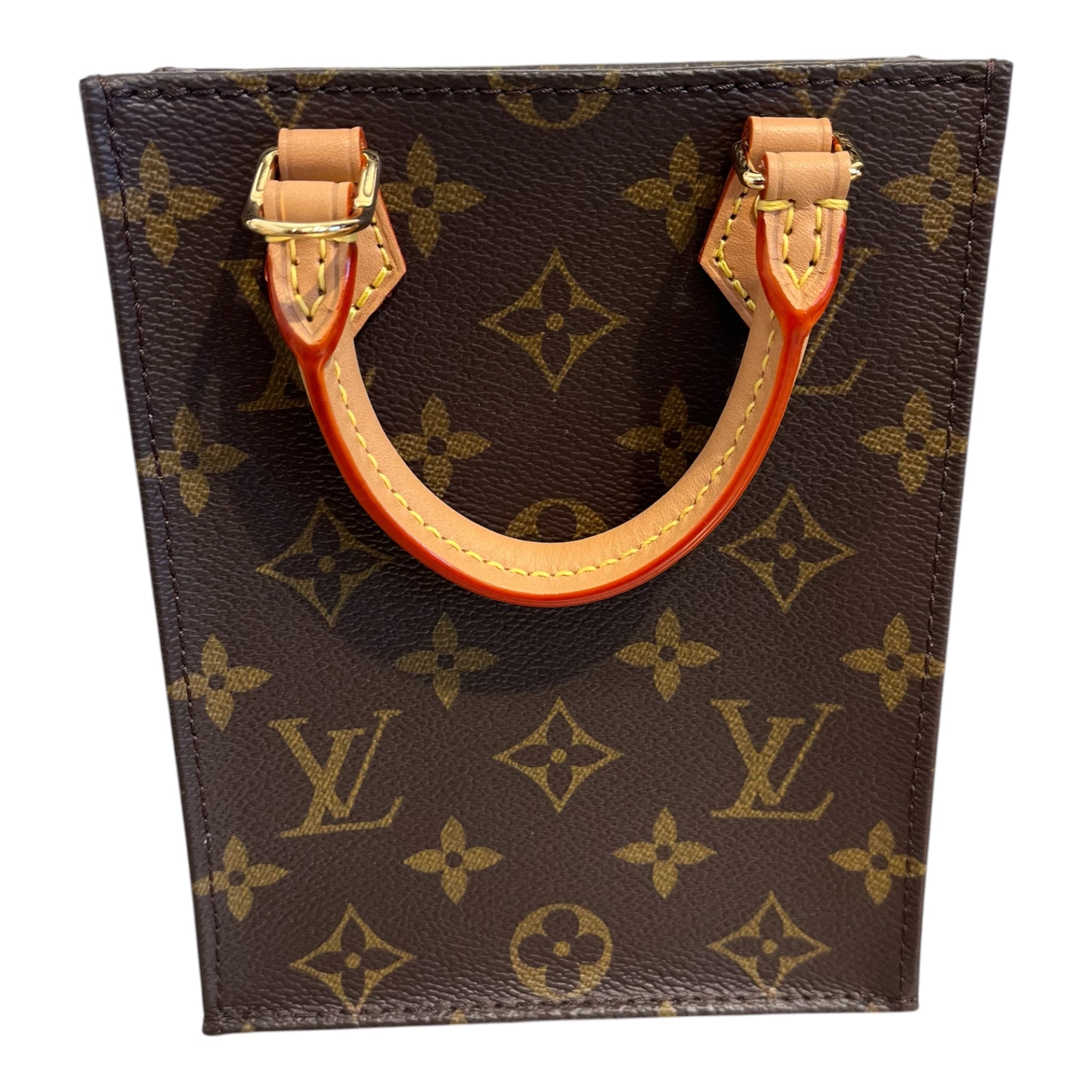 LOUIS VUITTON/Hand Bag/Monogram/Leather/BRW/Petit Sac Plat view 1