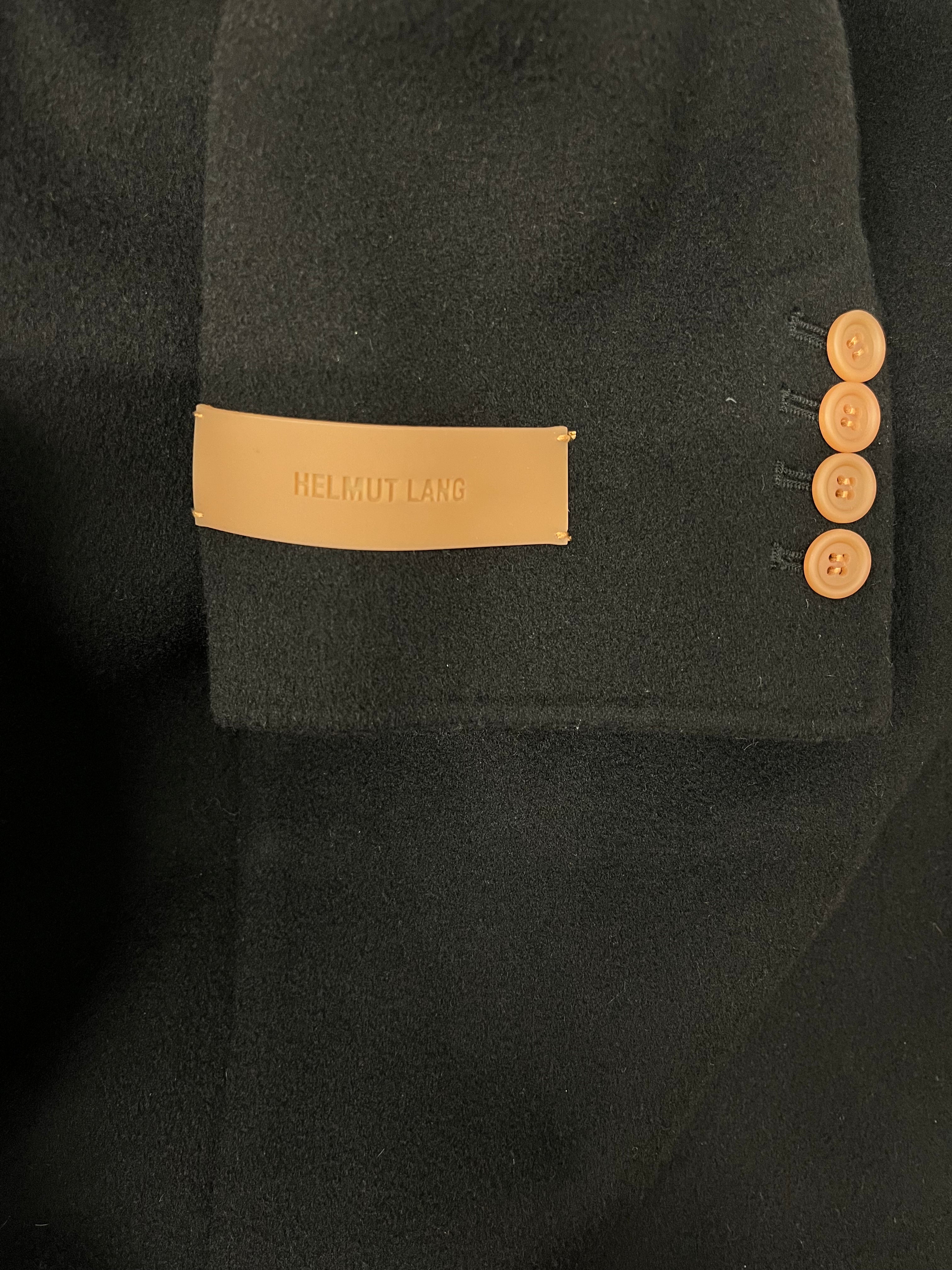 Helmut Lang/Coat/Wool/BLK/TAPED SEAMS TAN BUTTON view 3
