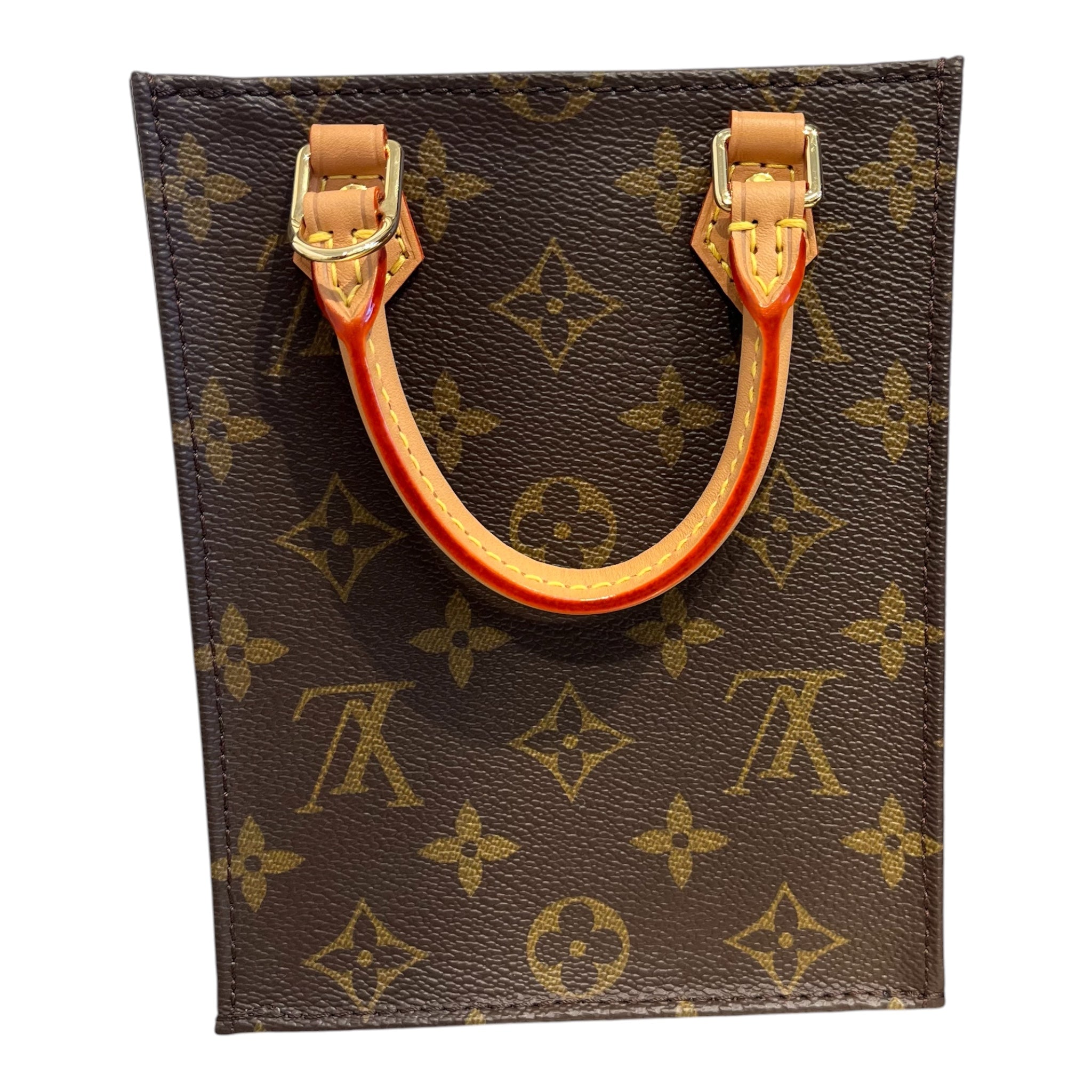 LOUIS VUITTON/Hand Bag/Monogram/Leather/BRW/Petit Sac Plat view 2