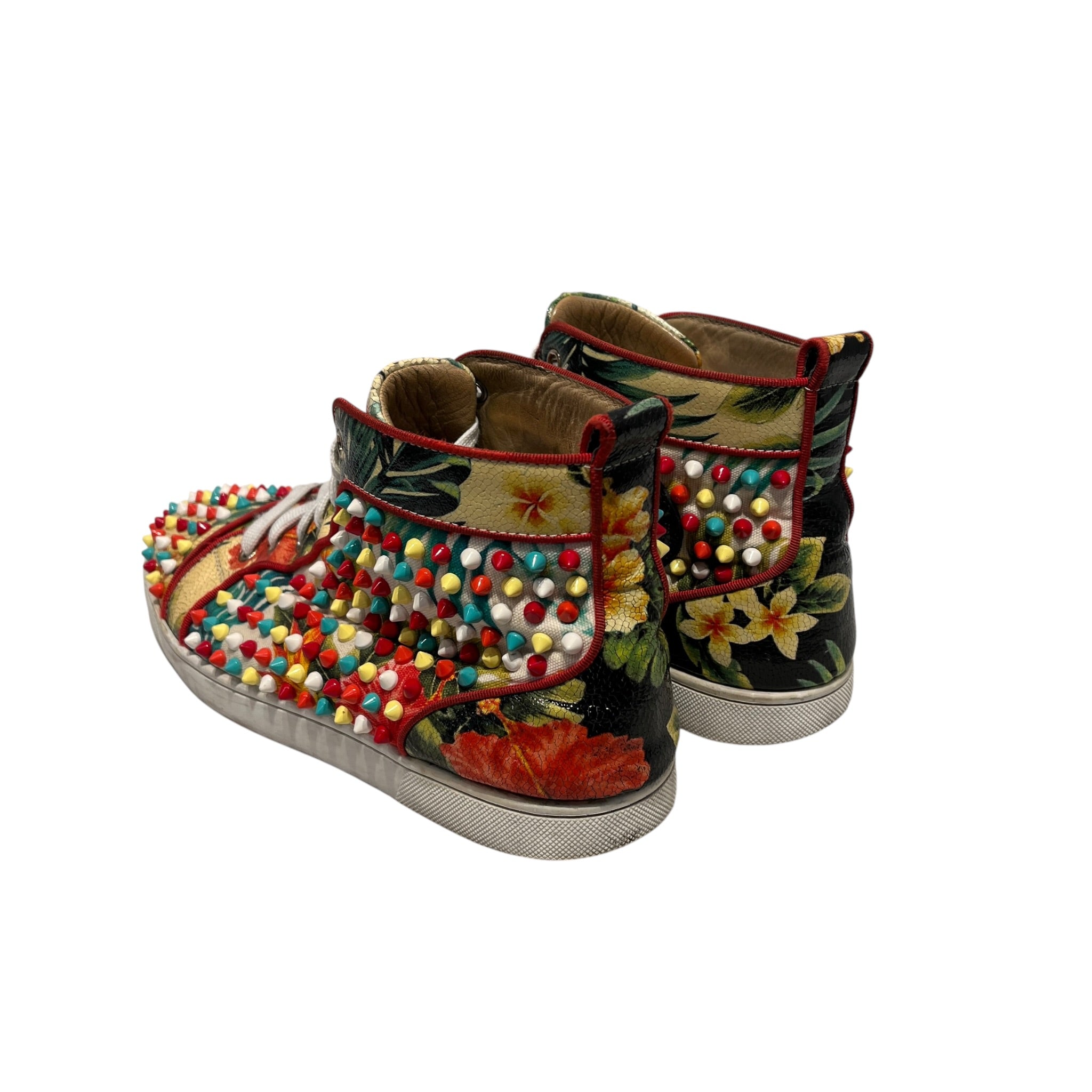 Christian Louboutin/Hi-Sneakers/US 8/Floral Pattern/Leather/GRN/SPIKES/HAWAIIAN PRINT view 2