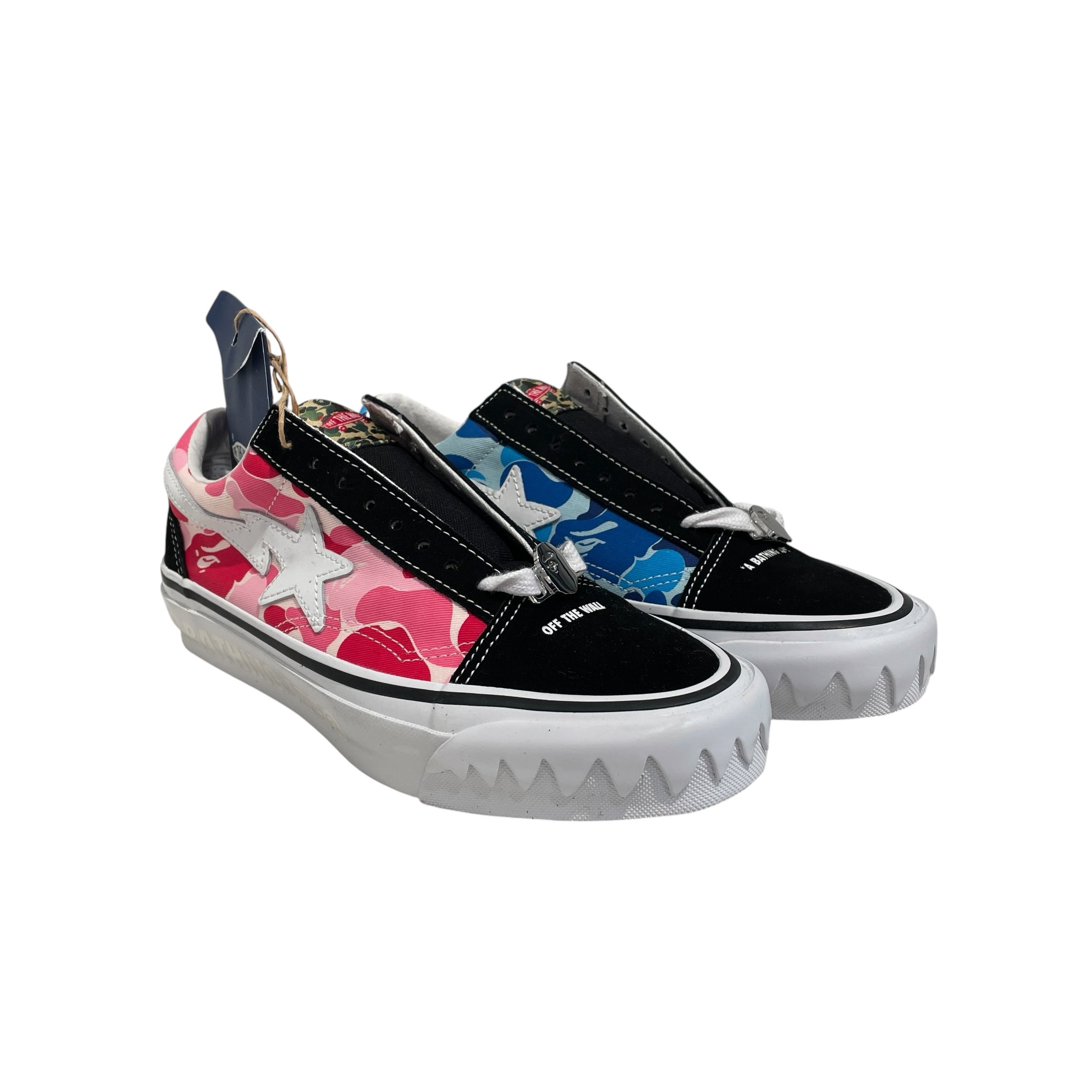 BAPE STA!/VANS/Low-Sneakers/US 8/Camouflage/Leather/BLK/OLD SKOOL view 1