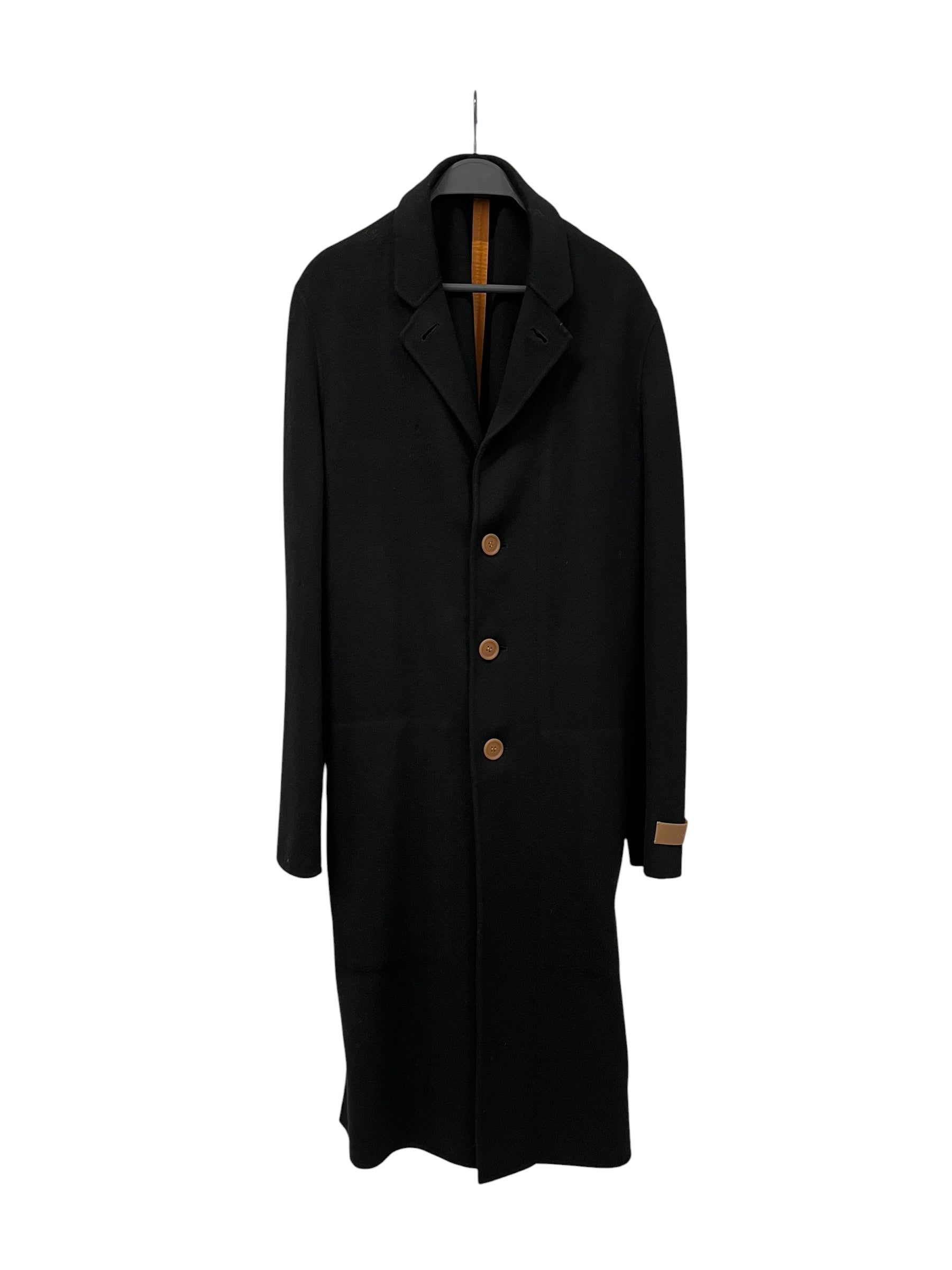 Helmut Lang/Coat/Wool/BLK/TAPED SEAMS TAN BUTTON view 1