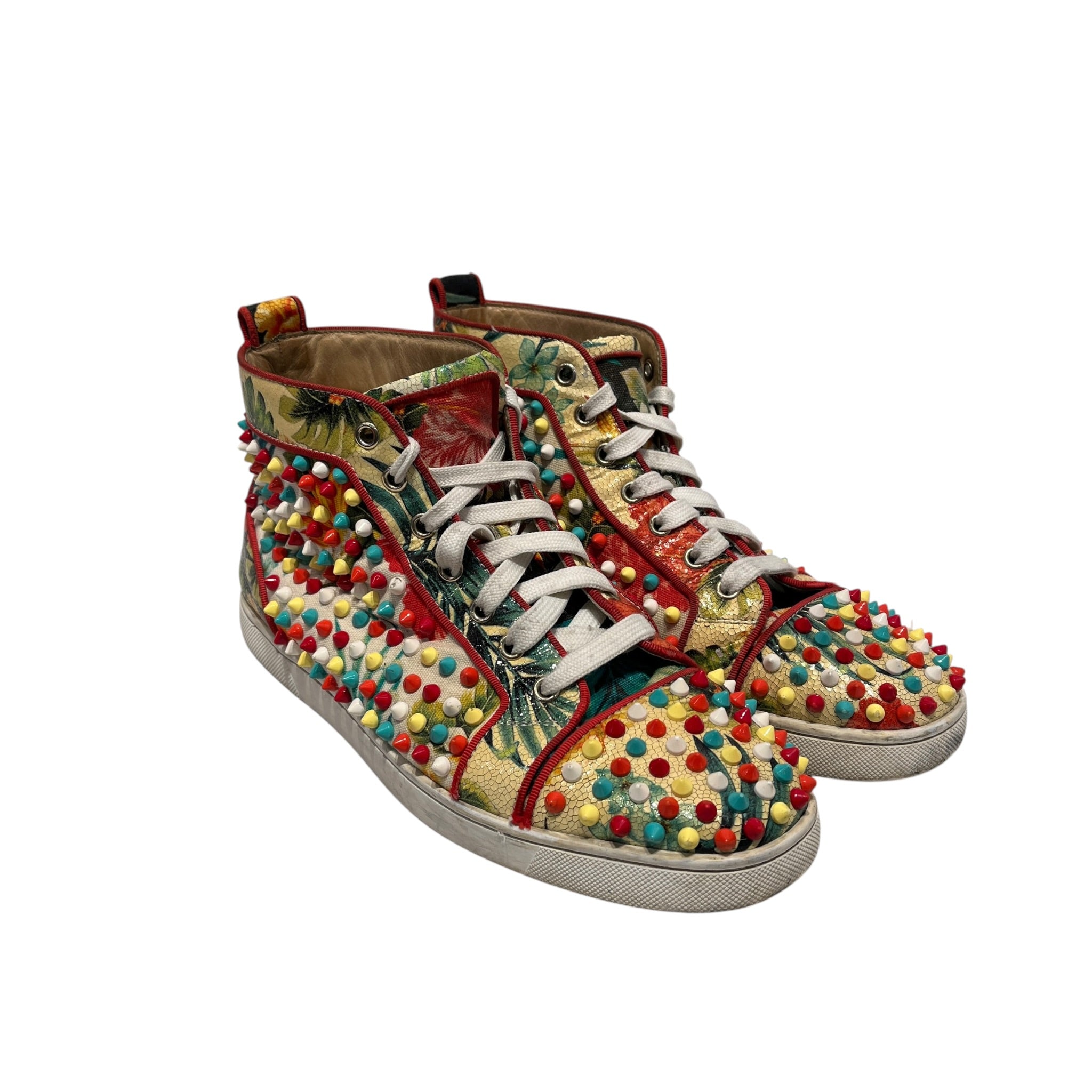 Christian Louboutin/Hi-Sneakers/US 8/Floral Pattern/Leather/GRN/SPIKES/HAWAIIAN PRINT view 1