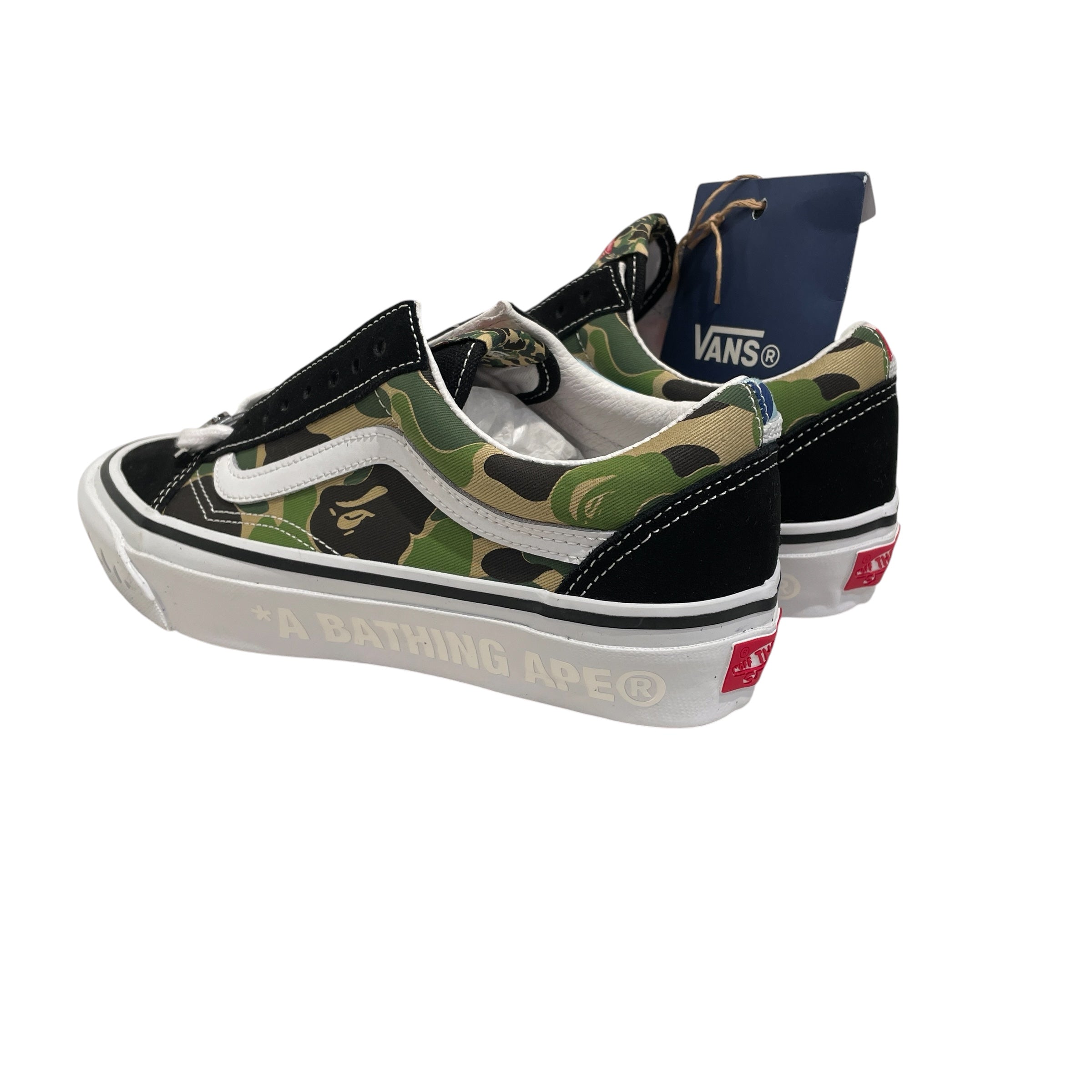 BAPE STA!/VANS/Low-Sneakers/US 8/Camouflage/Leather/BLK/OLD SKOOL view 2