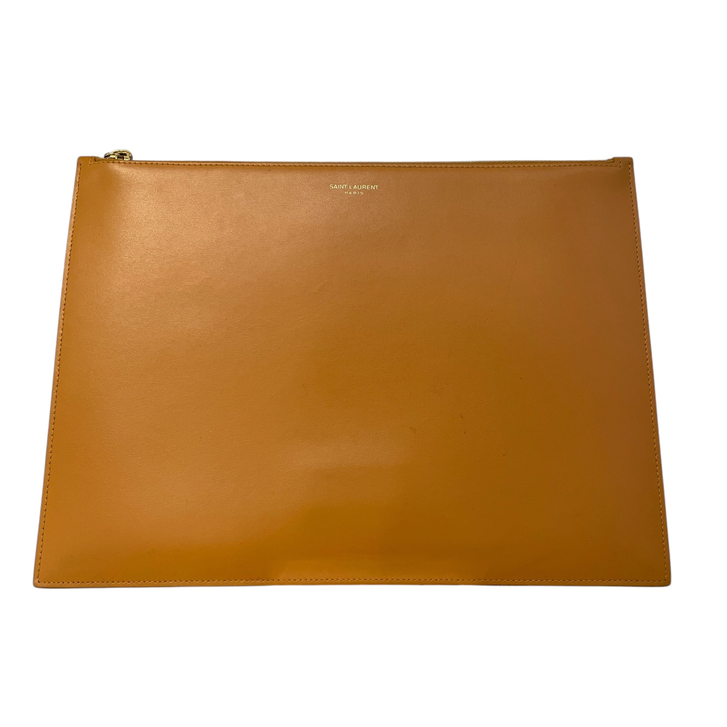SAINT LAURENT/Pouch/Leather/YEL/smooth calfskin zip pouch view 2