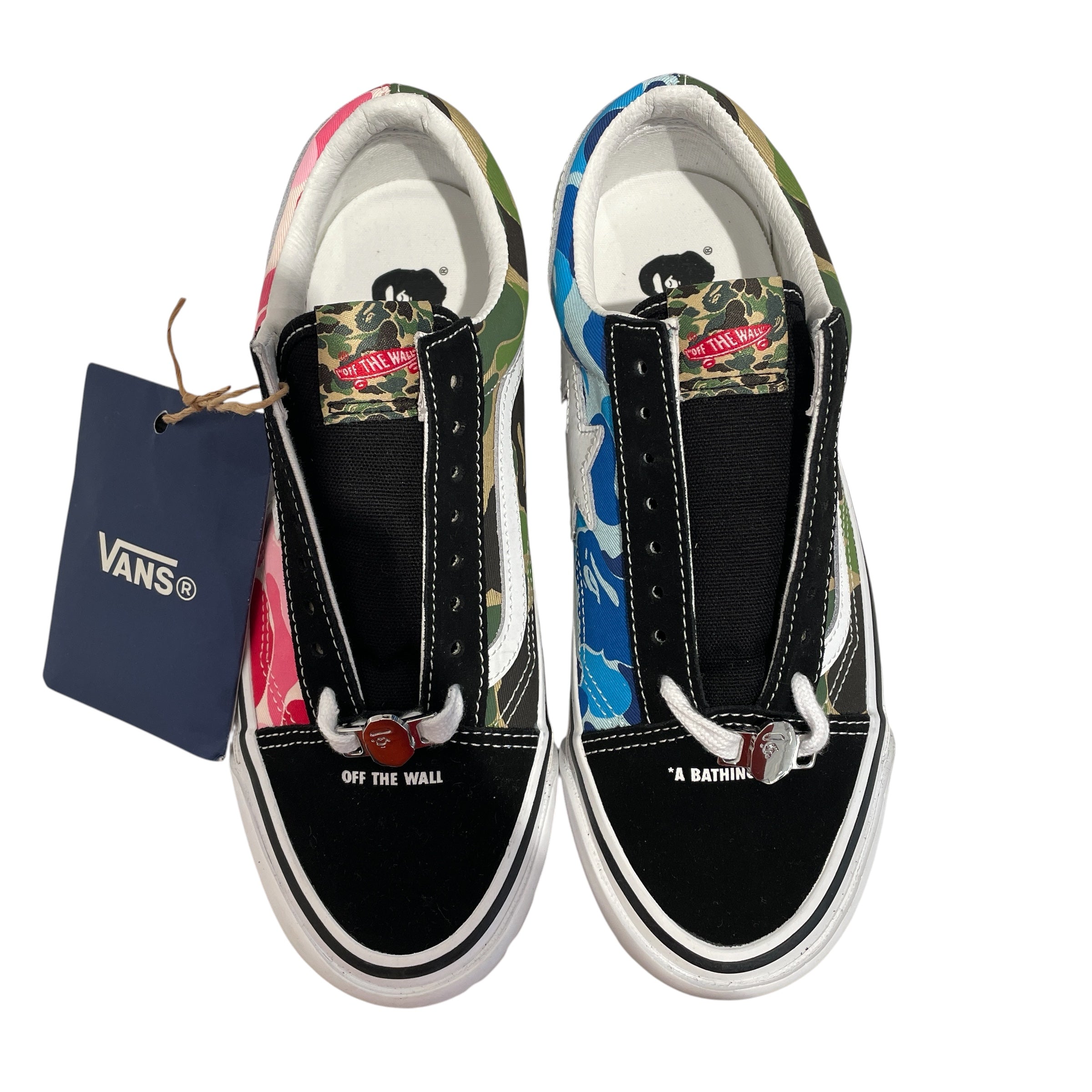 BAPE STA!/VANS/Low-Sneakers/US 8/Camouflage/Leather/BLK/OLD SKOOL view 3
