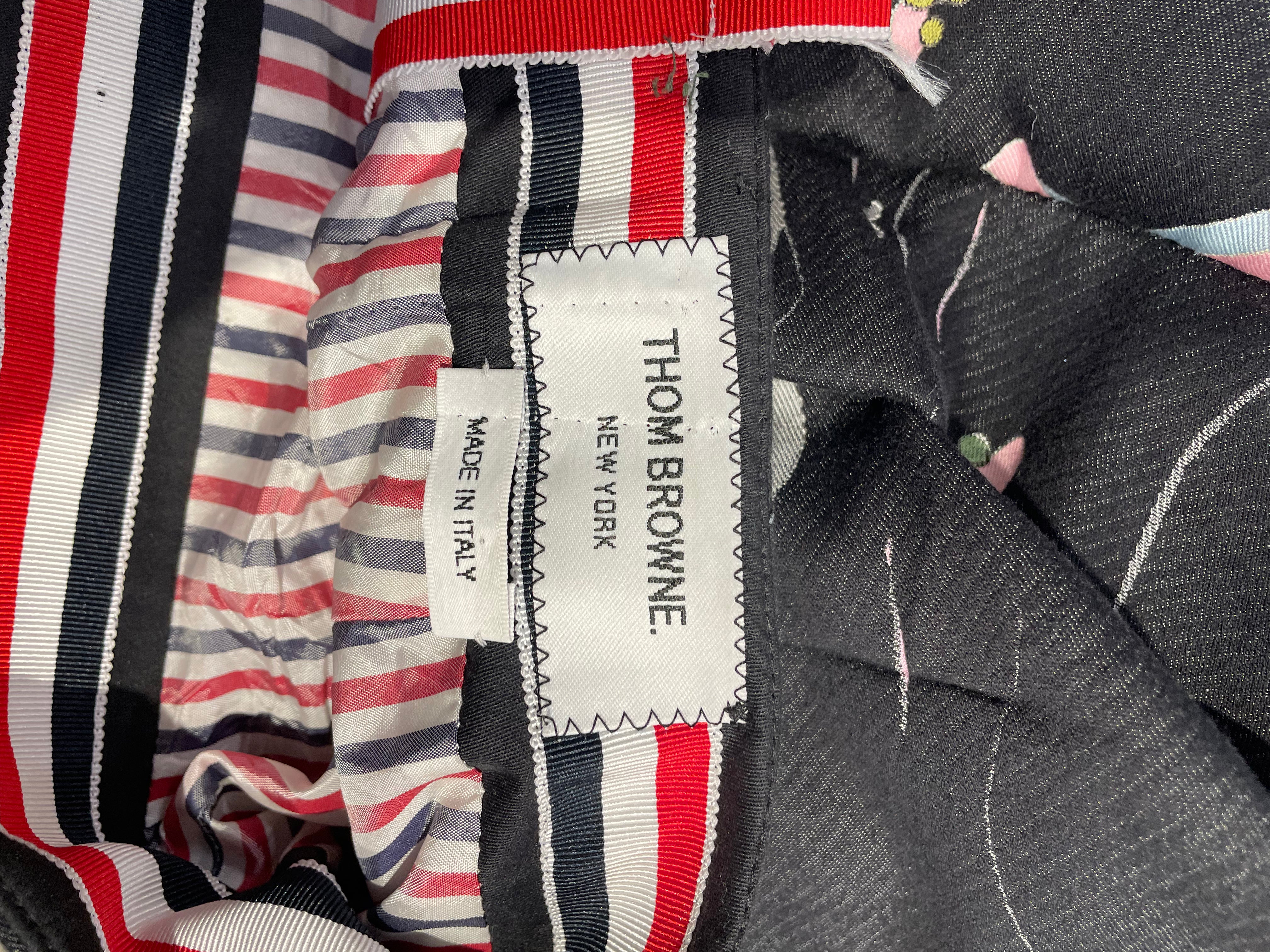 THOM BROWNE. NEW YORK/Long Skirt/40/Floral Pattern/Cotton/BLK/all over floral skirt view 3