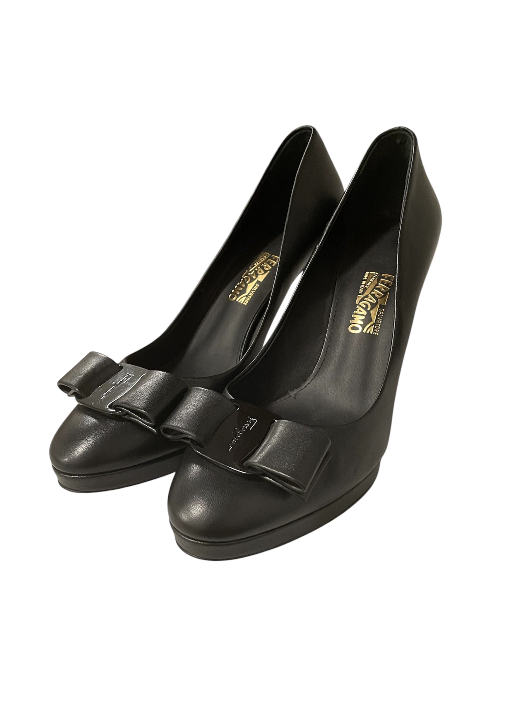 Salvatore Ferragamo/Heels/US 10.5/Leather/BLK/NERO NAPPA CALF view 2