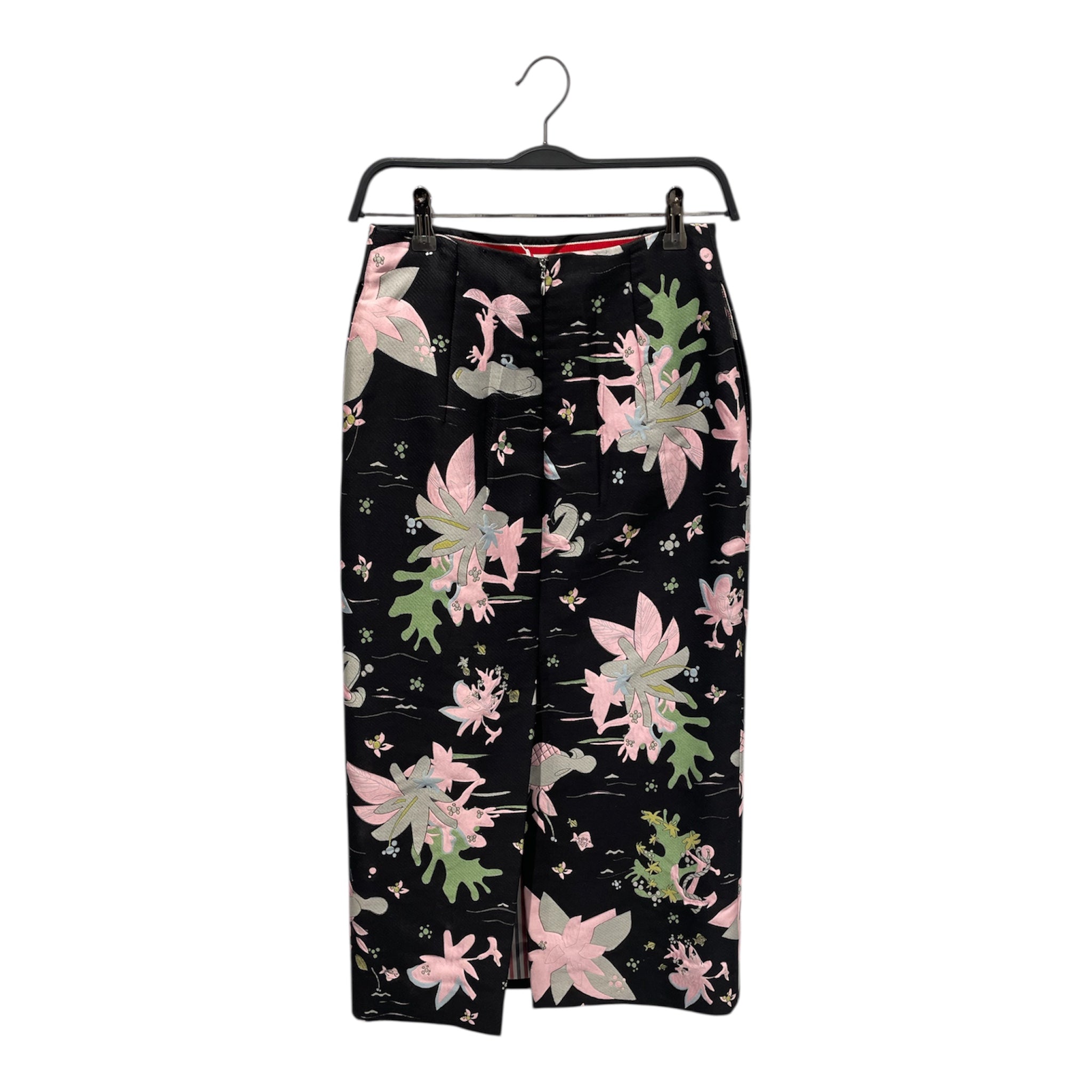THOM BROWNE. NEW YORK/Long Skirt/40/Floral Pattern/Cotton/BLK/all over floral skirt view 2