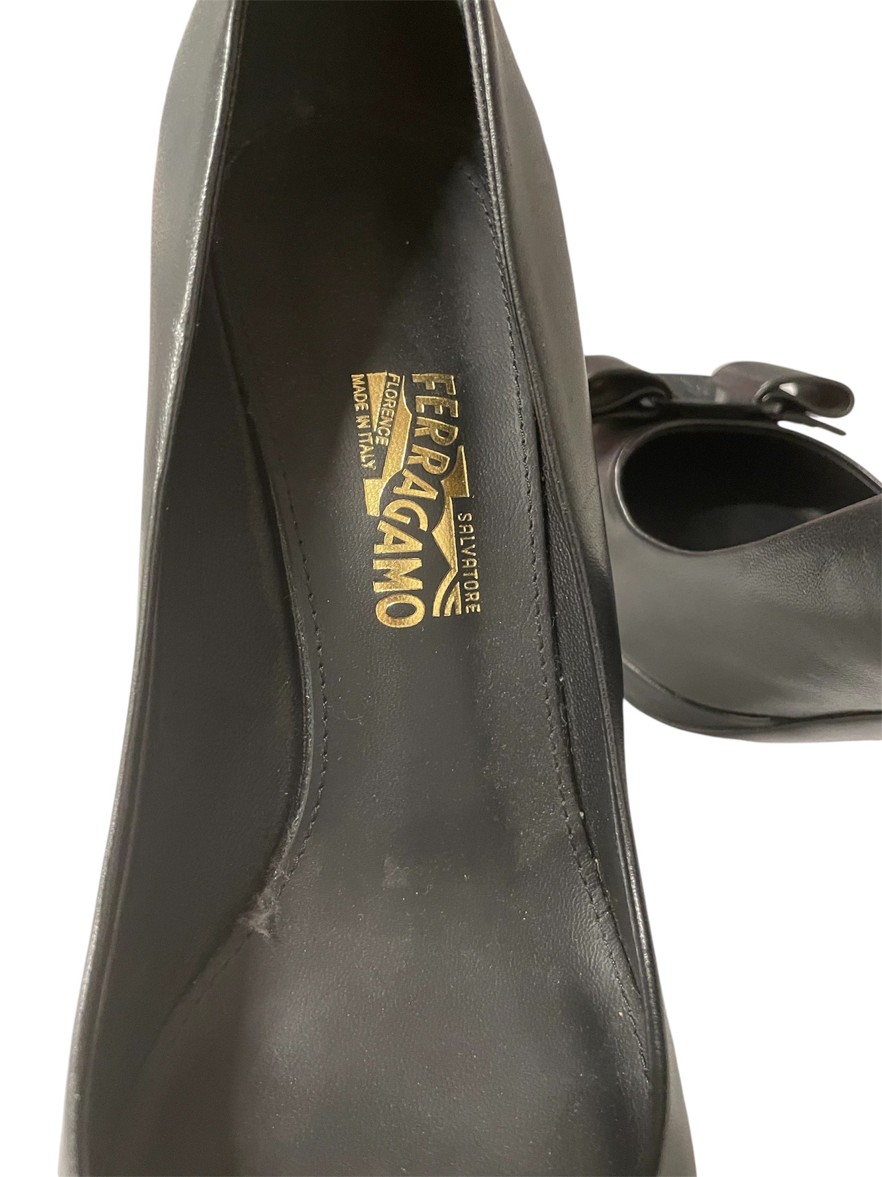Salvatore Ferragamo/Heels/US 10.5/Leather/BLK/NERO NAPPA CALF view 6