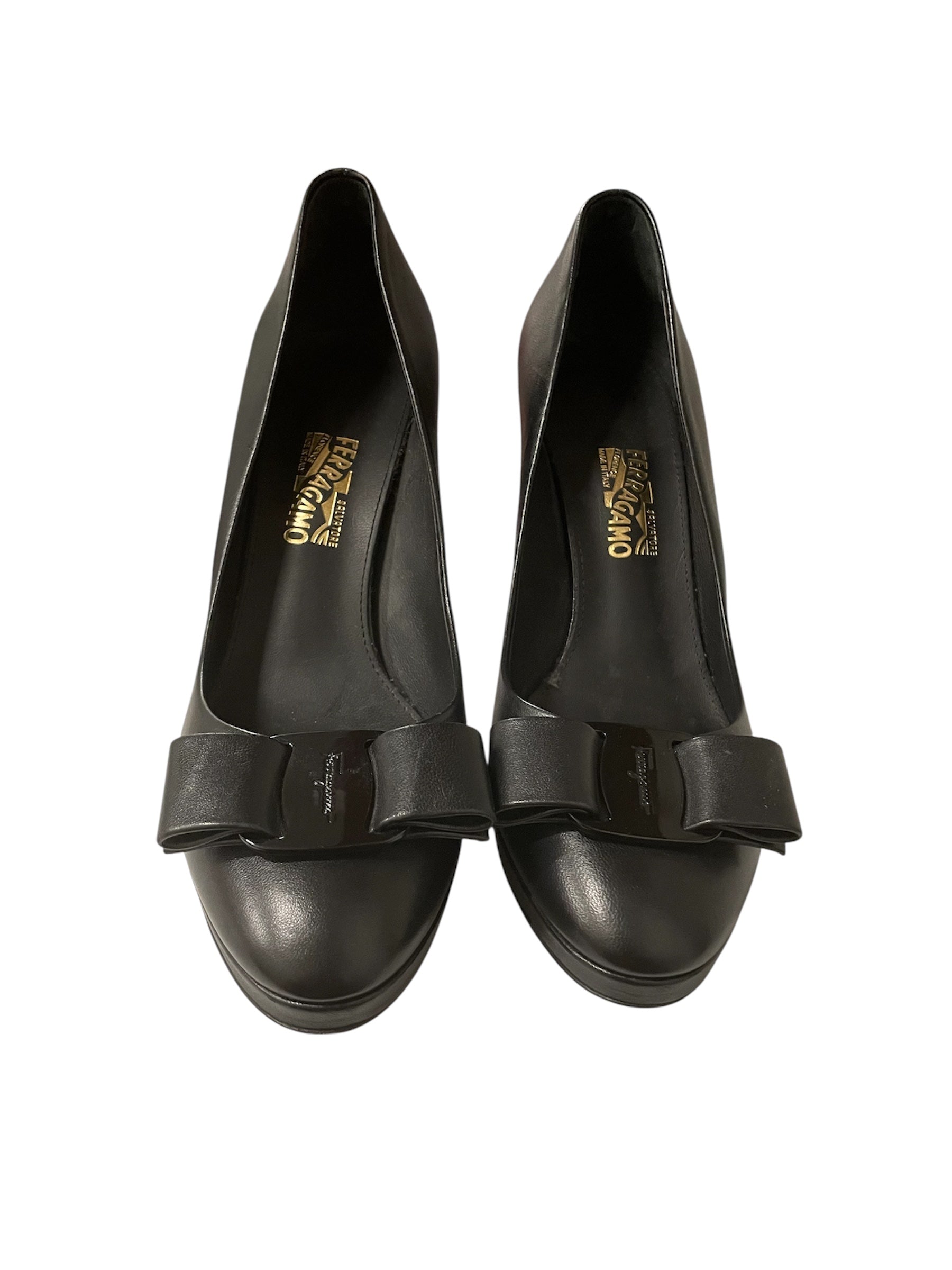 Salvatore Ferragamo/Heels/US 10.5/Leather/BLK/NERO NAPPA CALF view 3