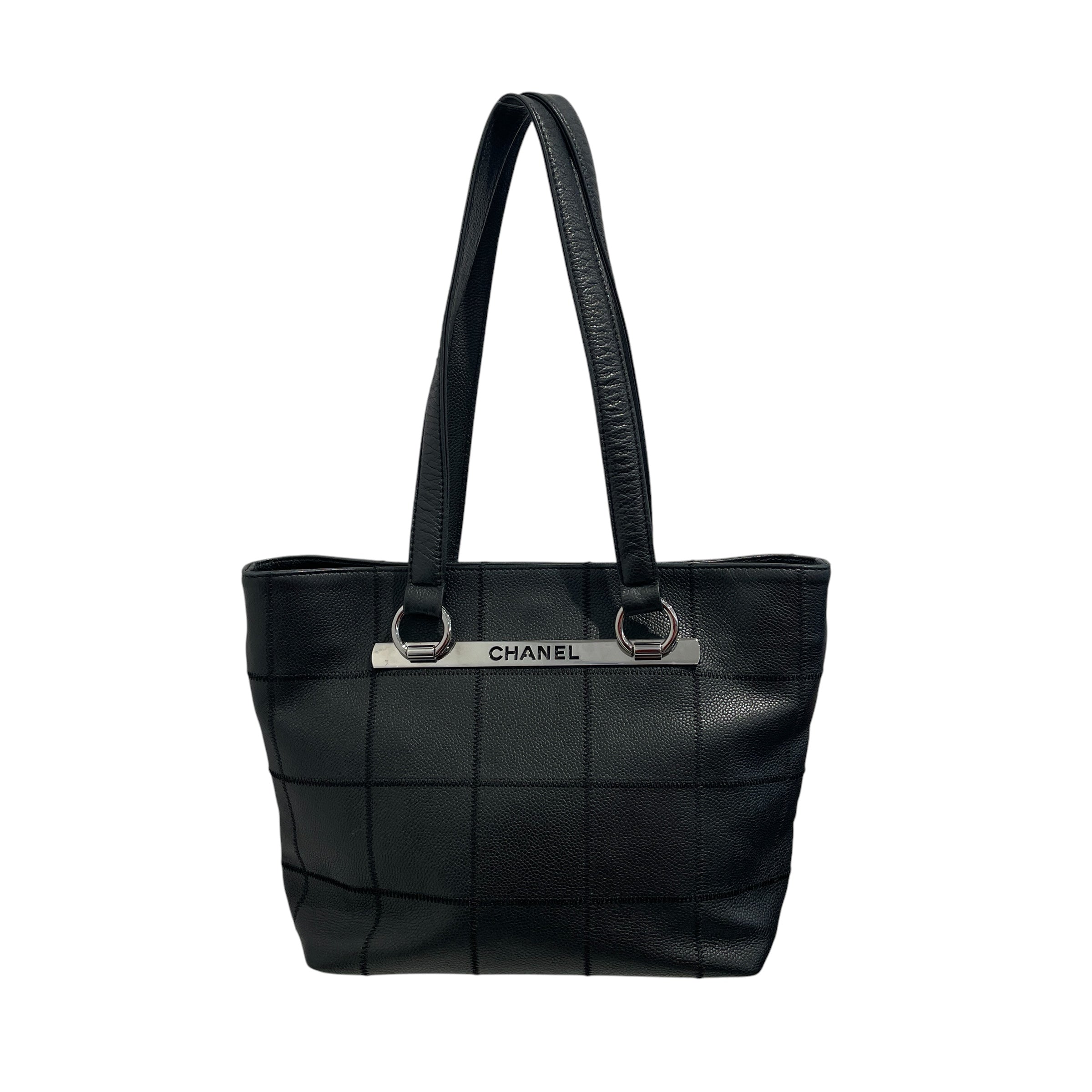 CHANEL/Hand Bag/Leather/BLK/LAX SQUARE QUILT TOTE view 1