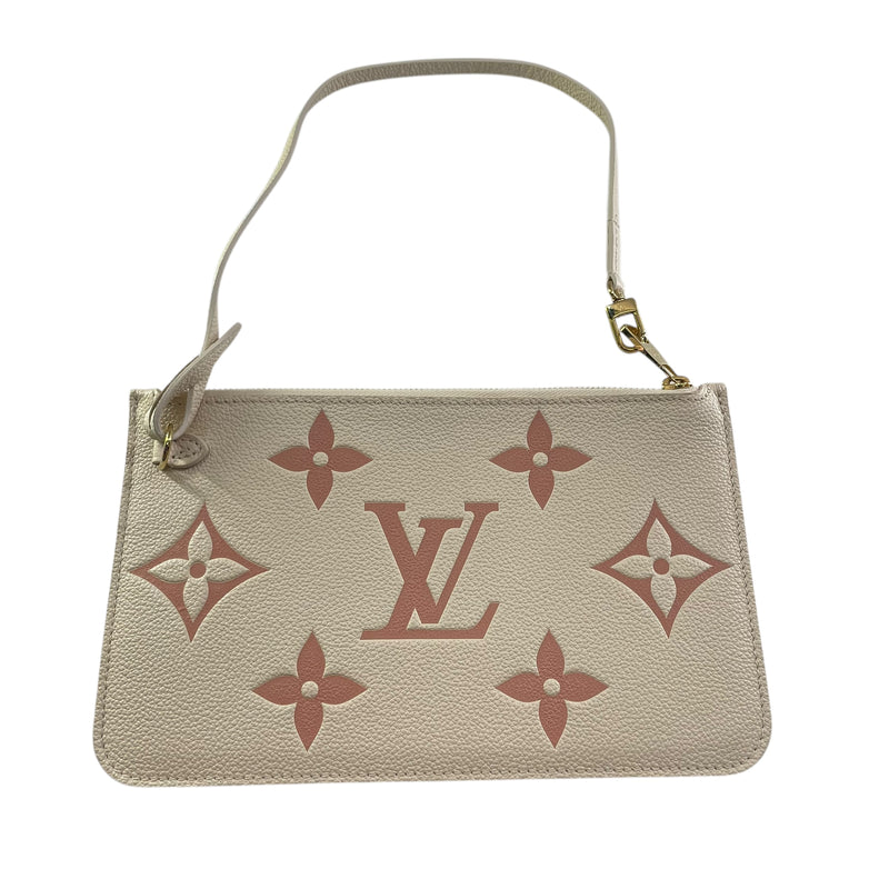 LOUIS VUITTON/Pouch/Monogram/Leather/CRM/PNK FLOWERS