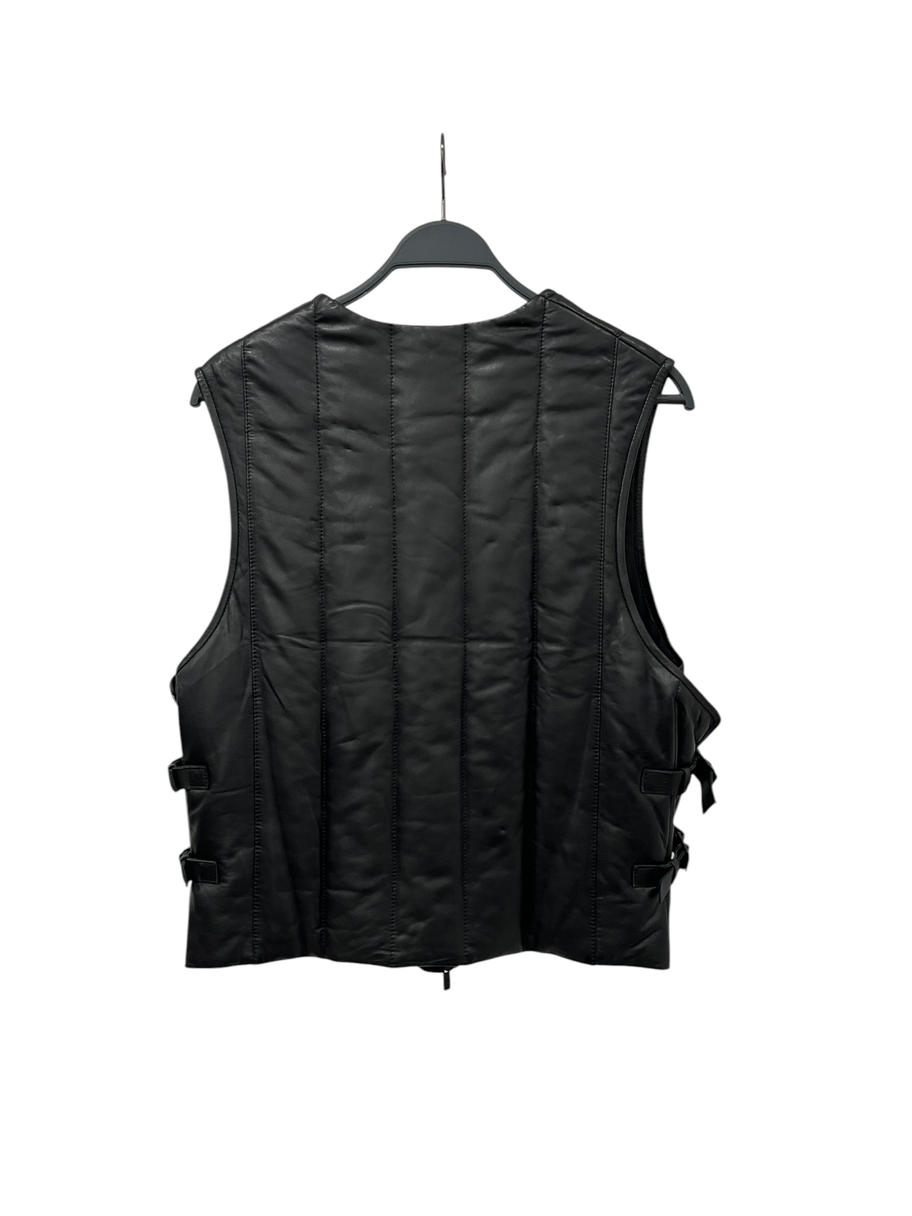 DENIM TEARS/Vest/M/Leather/BLK/PUFFER LAMB LEATHER VEST view 2