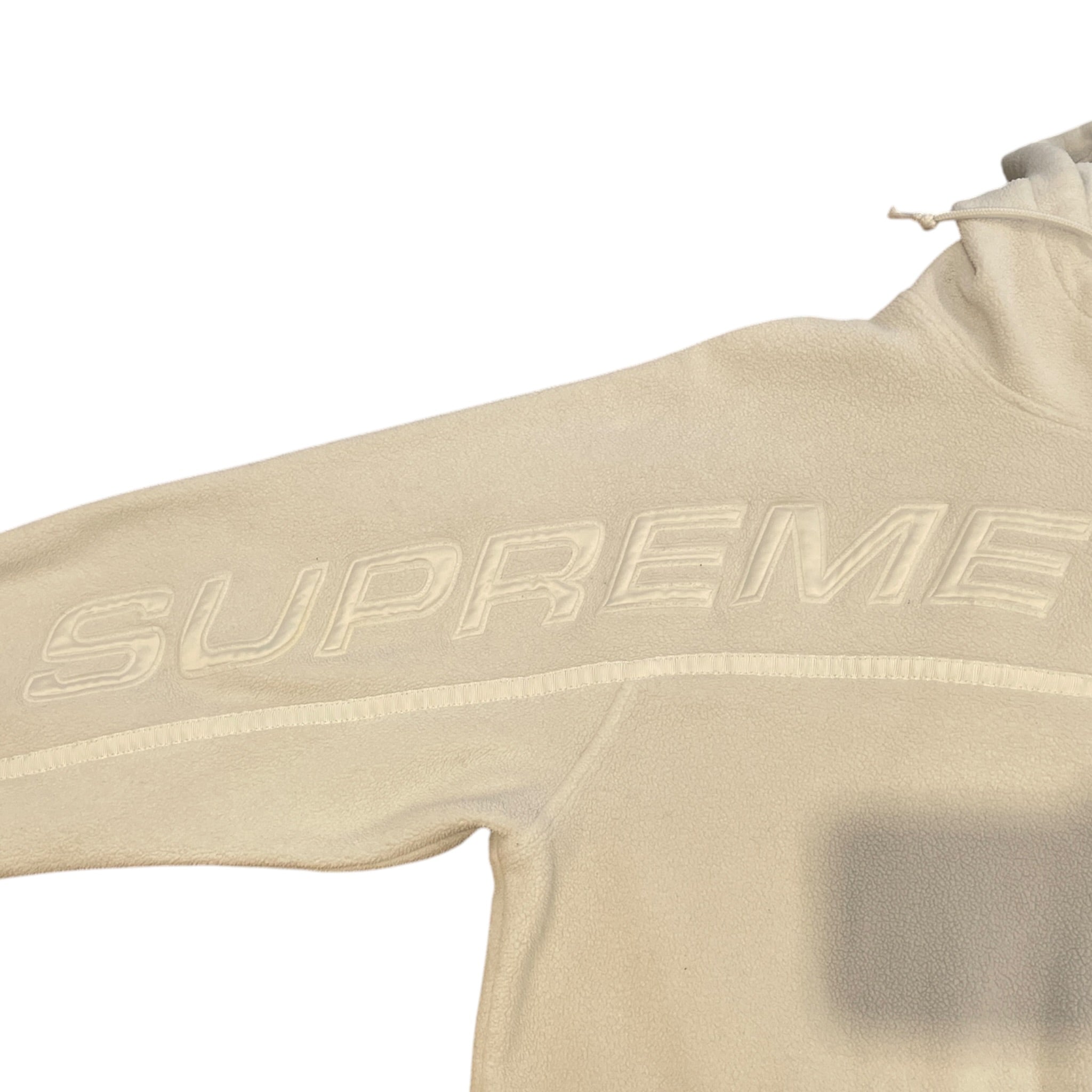 Supreme/Fleece Jkt/L/Polyester/WHT/qzip w supreme logo embroidery view 4