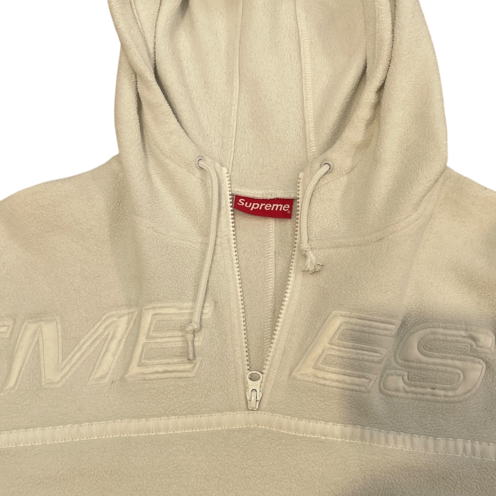 Supreme/Fleece Jkt/L/Polyester/WHT/qzip w supreme logo embroidery view 3