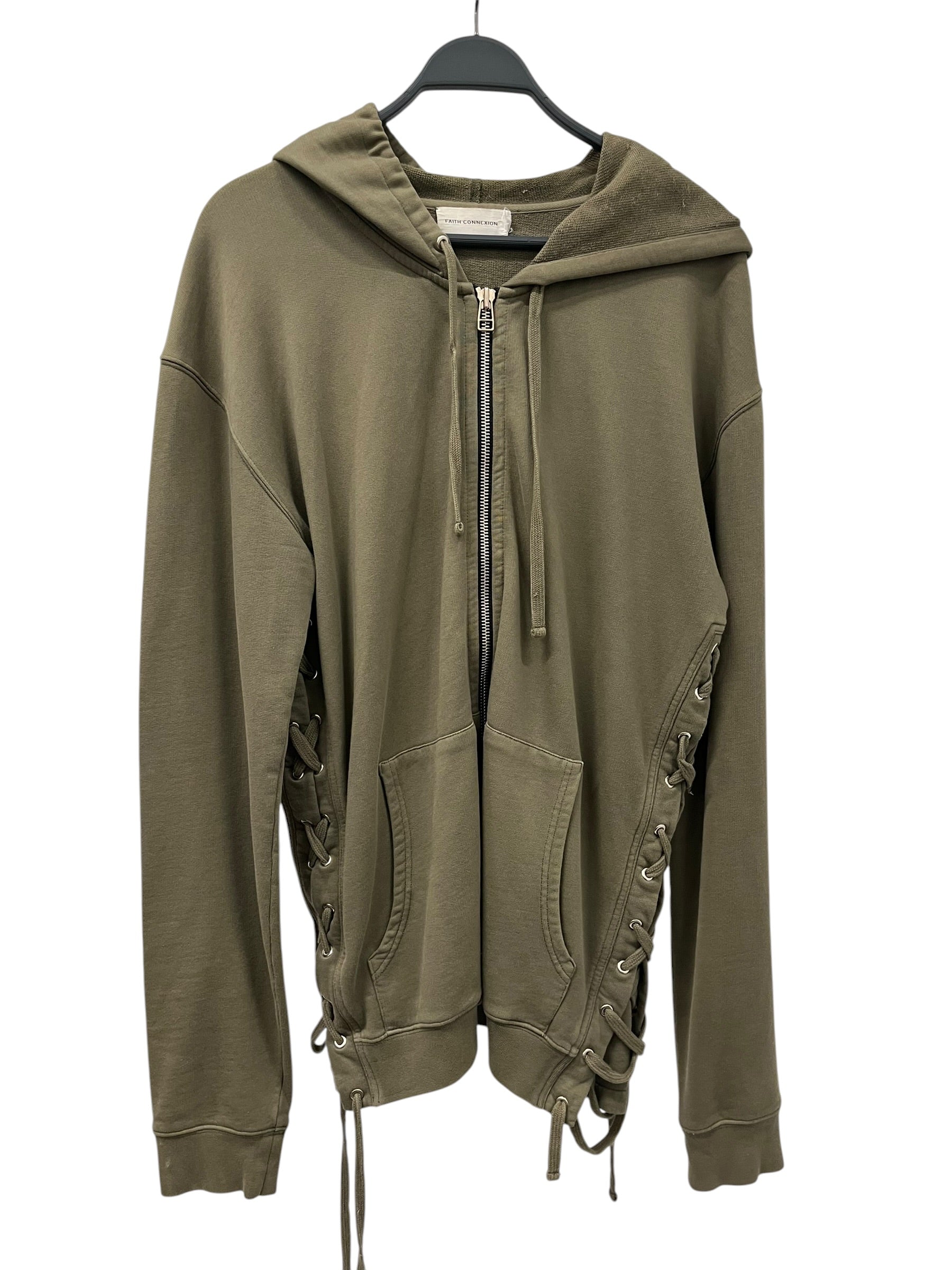 Faith Connexion/Zip Up Hoodie/M/Cotton/GRN/SIDE TIE ZIP HOODIE view 1