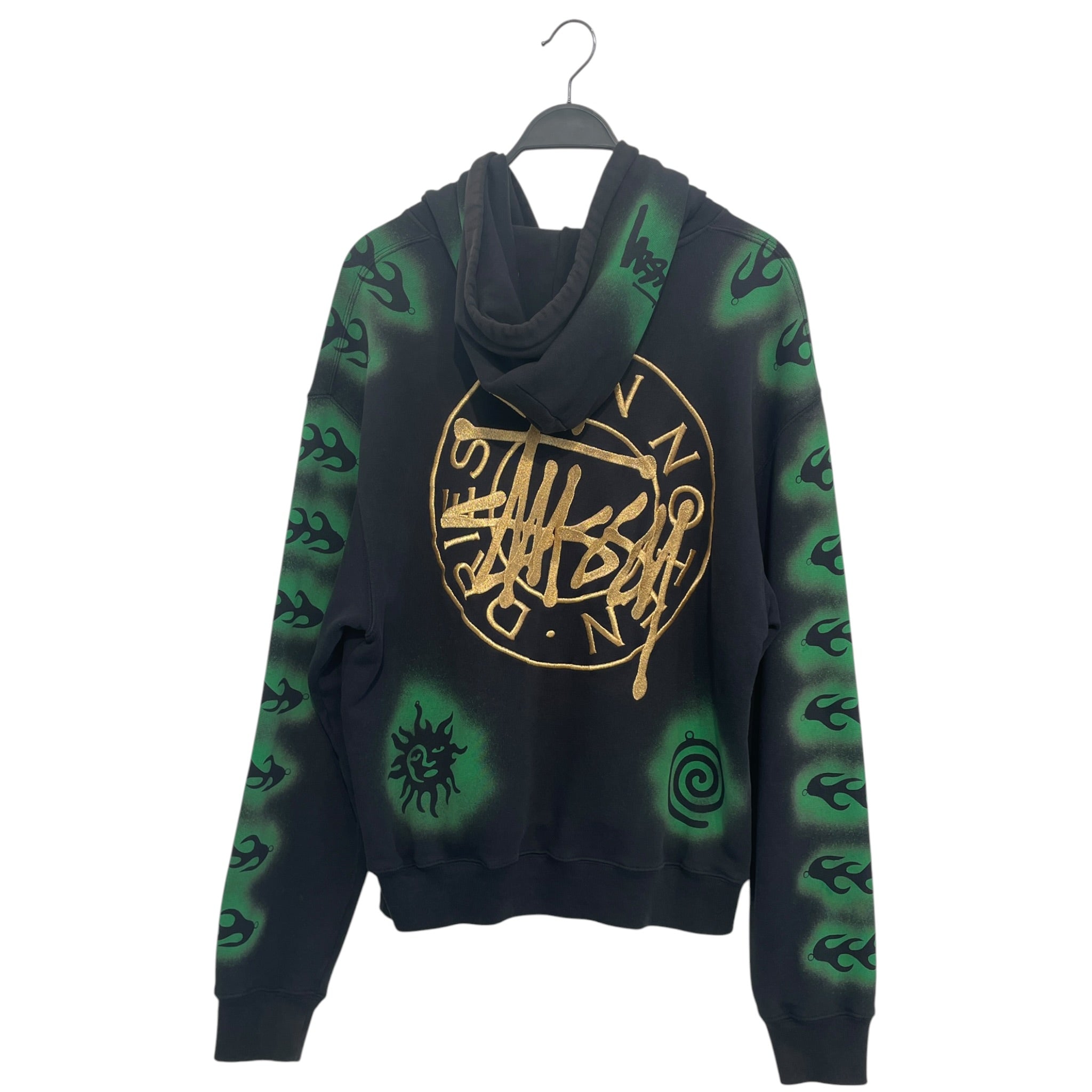 DRIES VAN NOTEN/STUSSY/Hoodie/L/Cotton/BLK/embroidered view 2
