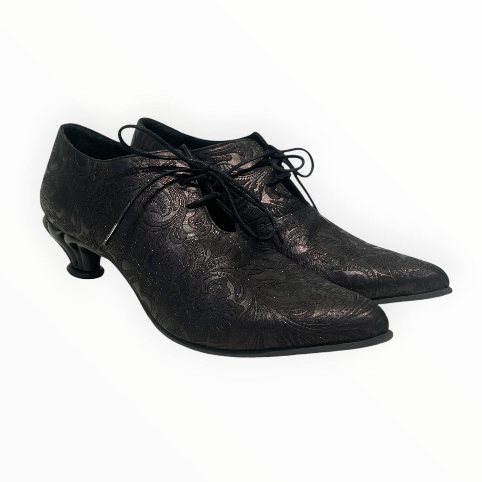 JOHN FLUEVOG/Dress Shoes/US 8/Glitter/Leather/BLK/FIREFLY LACE UP SHOE view 1