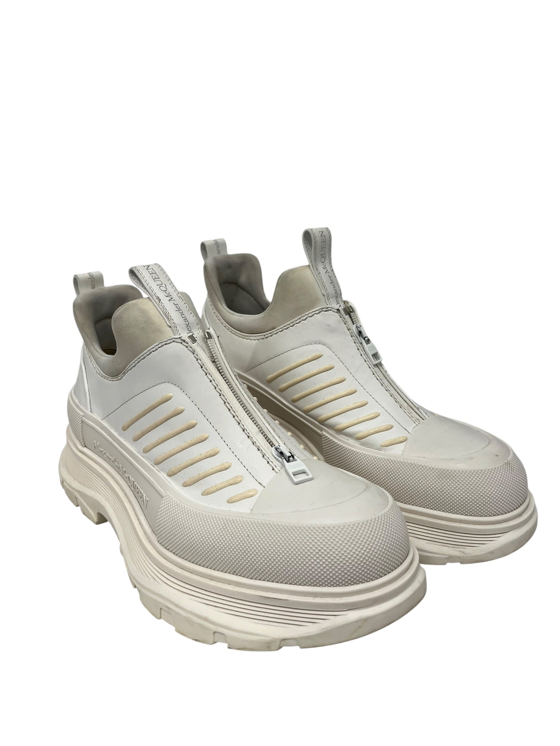Alexander McQueen/Hi-Sneakers/EU 42/Leather/WHT/PLATFORM, FRONT ZIP CLOSURE view 1