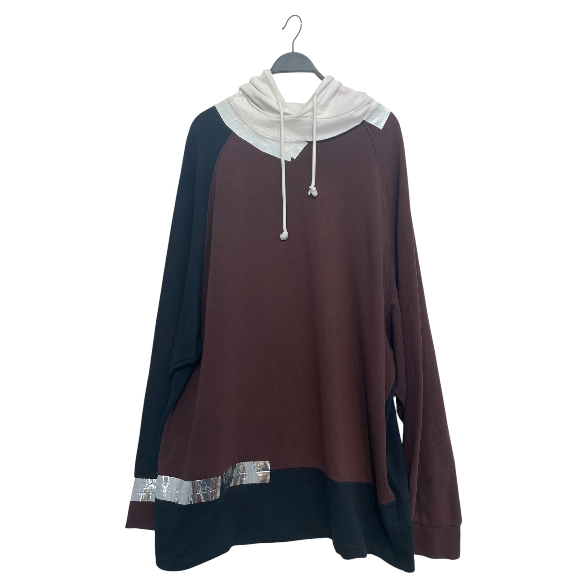 RAF SIMONS/Hoodie/L/Cotton/BRW/oversizsed tape detail hoodie view 1