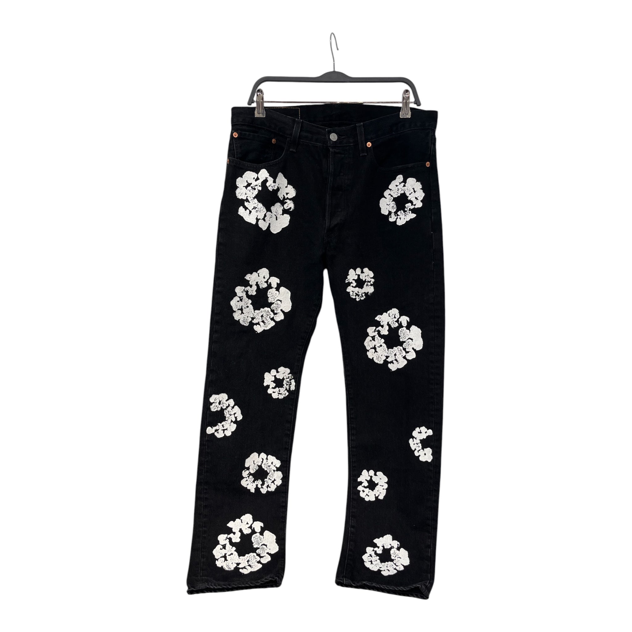 DENIM TEARS/Levi's/Skinny Pants/33/Cotton/BLK/All Over Print/WPL423 COTTON WREATH DENIM view 1