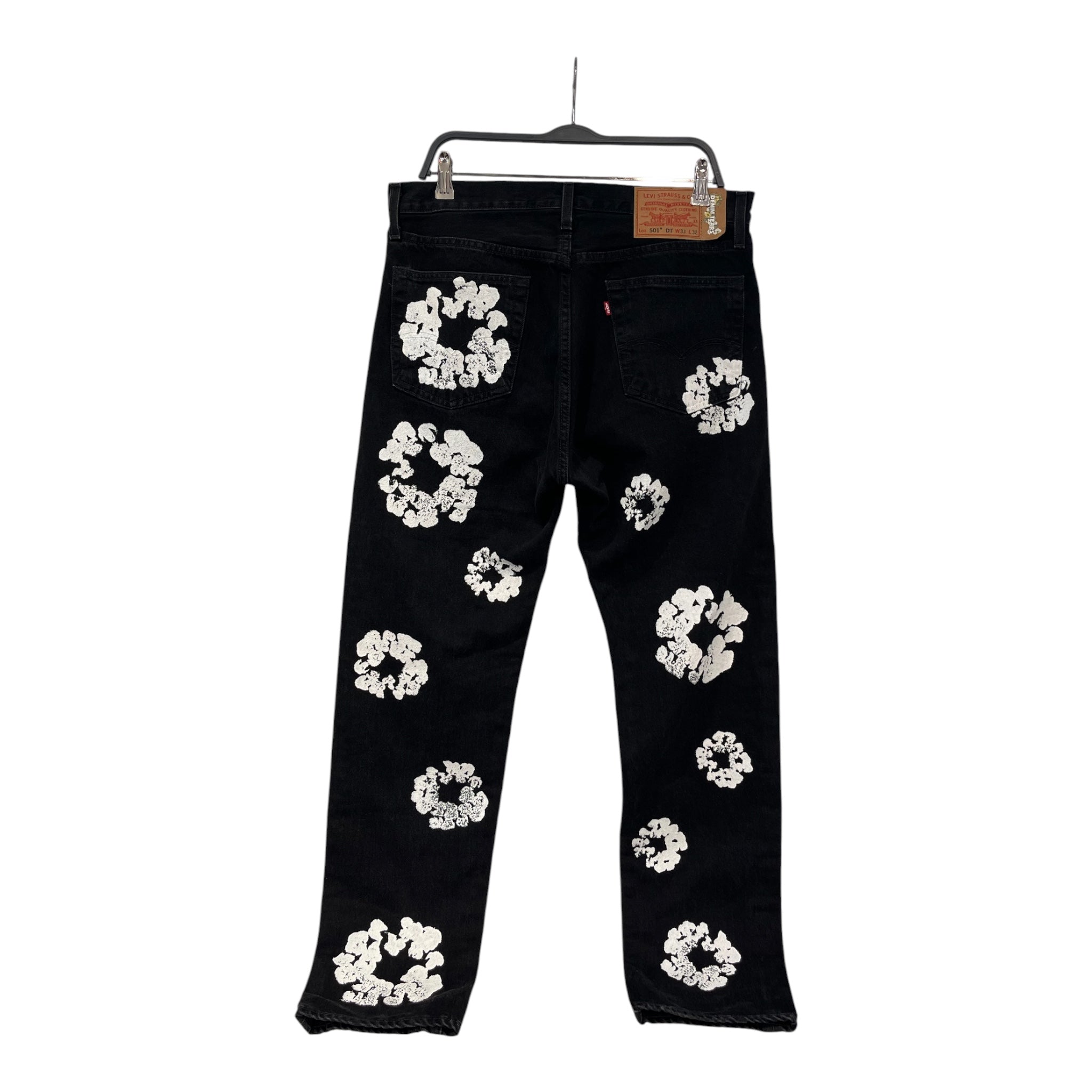 DENIM TEARS/Levi's/Skinny Pants/33/Cotton/BLK/All Over Print/WPL423 COTTON WREATH DENIM view 2