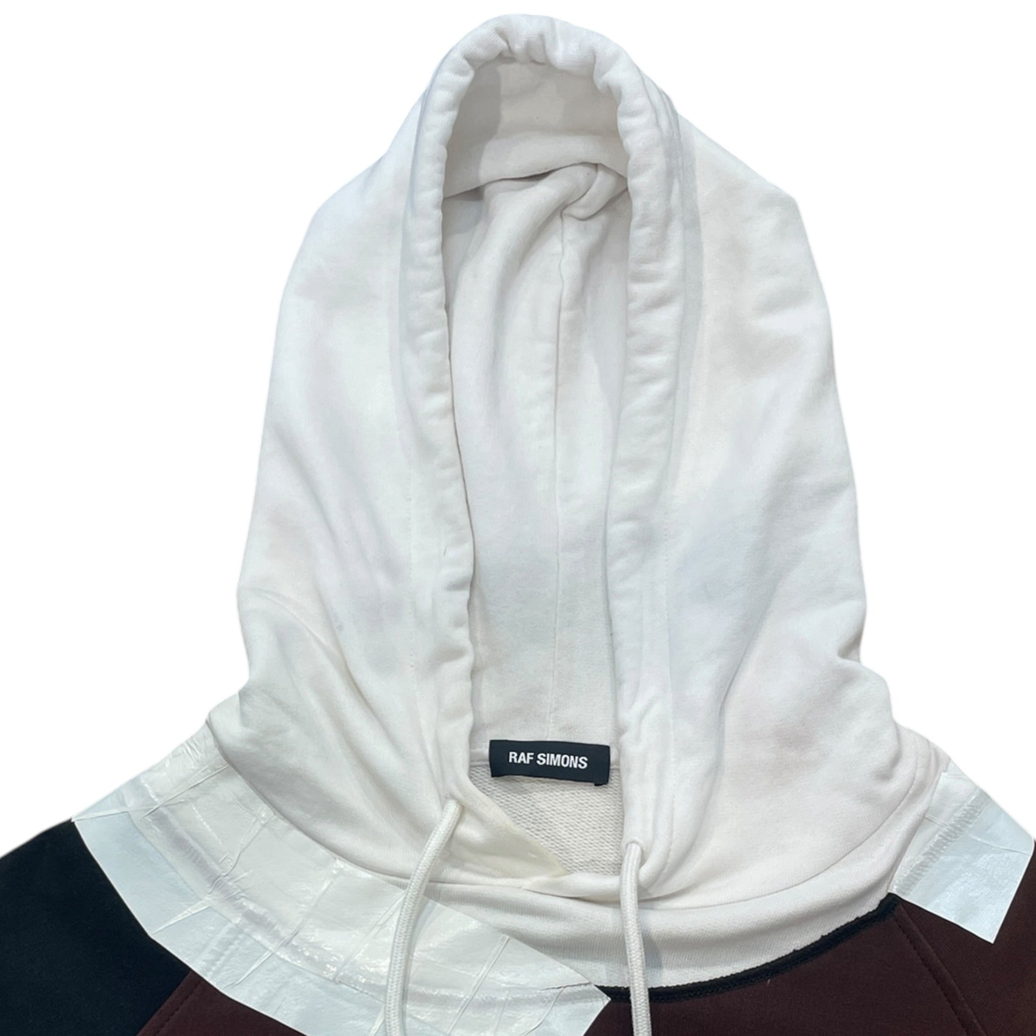 RAF SIMONS/Hoodie/L/Cotton/BRW/oversizsed tape detail hoodie view 3