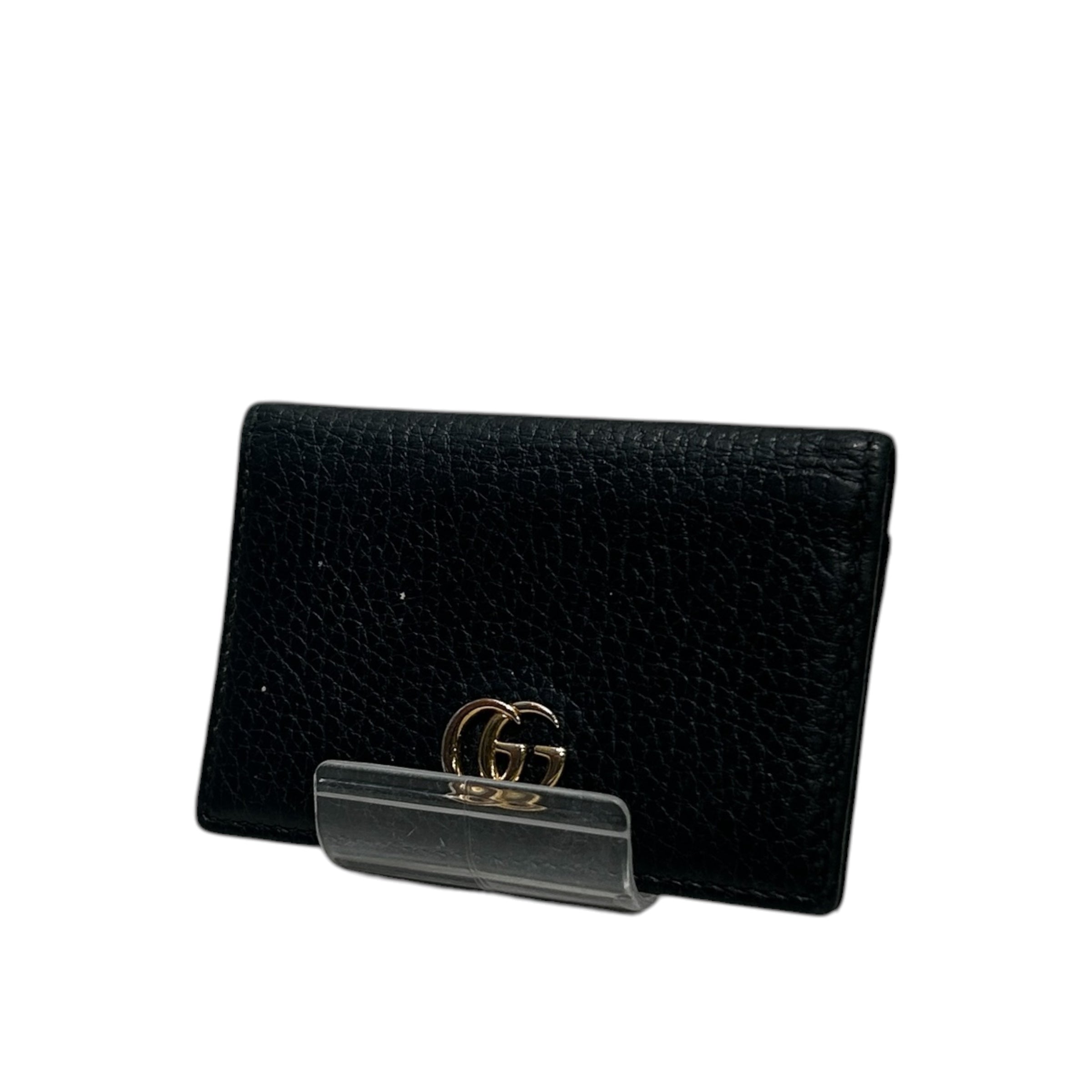 GUCCI/Card Case/Leather/BLK/GOLD GG FRNT BIFOLD CARDHLDER view 1