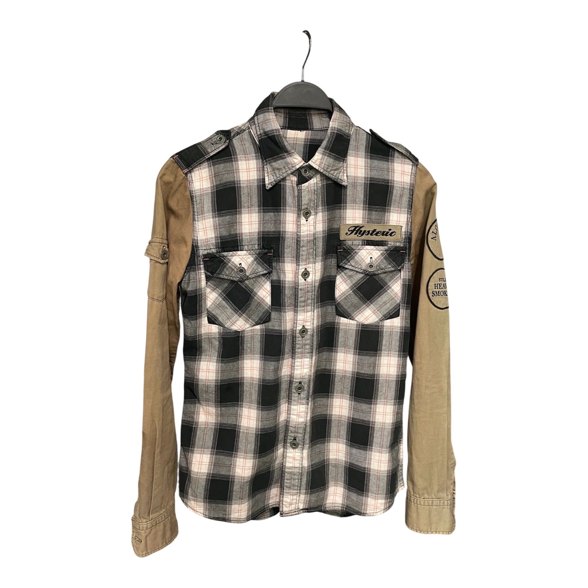 HYSTERIC GLAMOUR/LS Shirt/S/Cotton/MLT/Plaid/KHAKI CARGO POCKET SLEEVES view 1