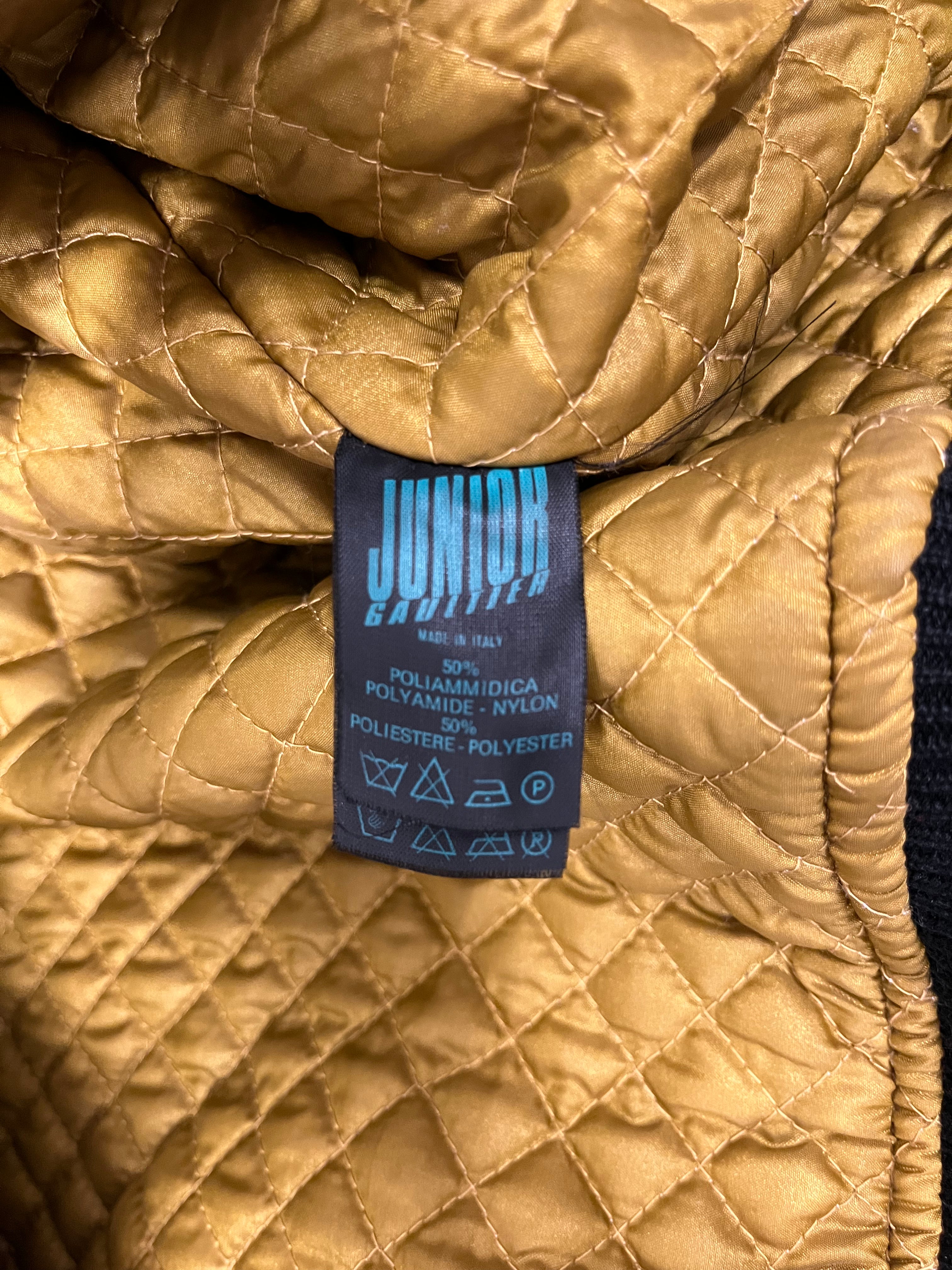 JUNIOR GAULTIER/Puffer Jkt/50/Leather/BLK/Stripe/LEATHER HOODED BOMBER view 4
