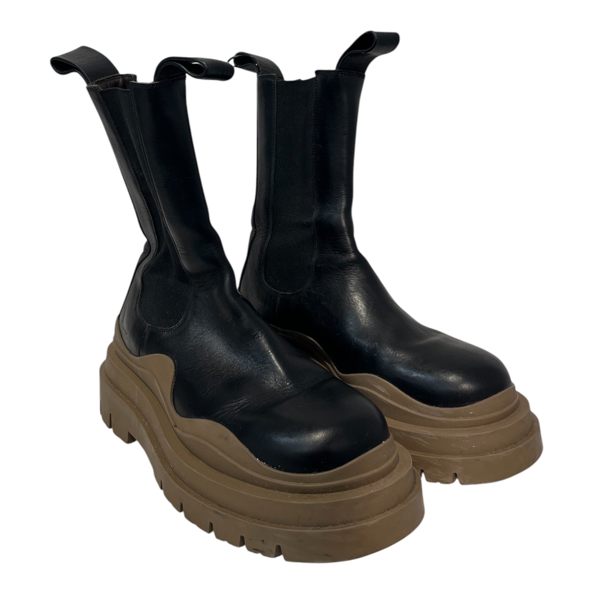 BOTTEGA VENETA/Chelsea Boots/EU 39.5/Leather/BLK/CHELSEA TIRE BROWN view 1